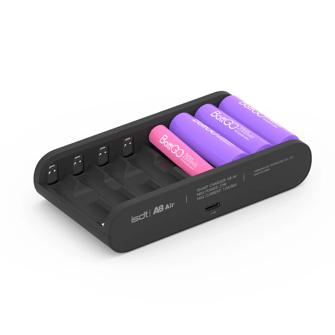 ISDT A8 AIR 8-Slot Smart Battery Charger Discharge Protect Function for AA AAA 10500 12500 NiMH NiCd Li-lon LiFePO4 Batteries