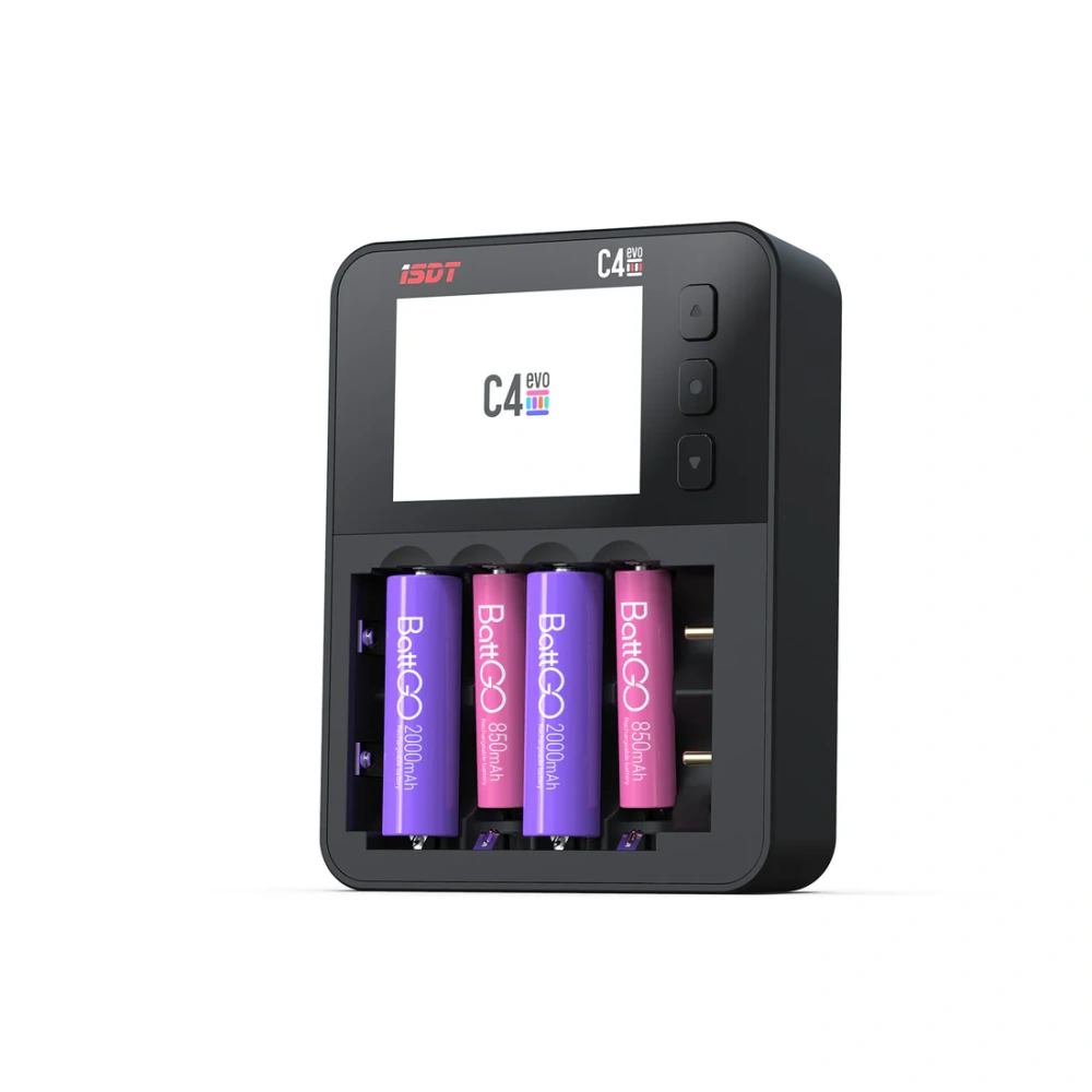 ISDT C4 EVO Smart Charger Type-C QC3.0 Output Fire Prevention for AA AAA 18650 26700 Li-ion Batteries IPS Drone Accessories