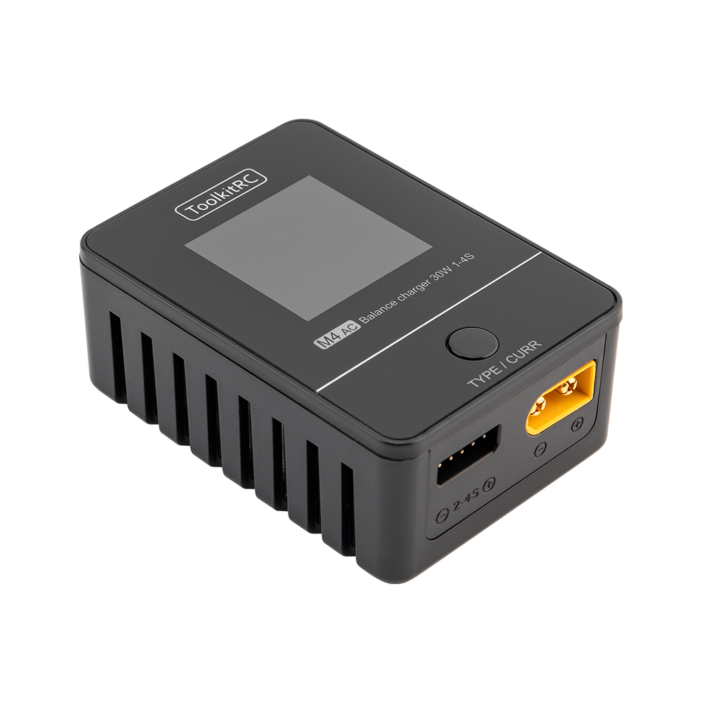 ToolkitRC M4AC 30W 2.5A Compact XT30 XT60-2.4 AC 100-240V Balance Charger for RC Drones Accessories Lithium Battery Charging