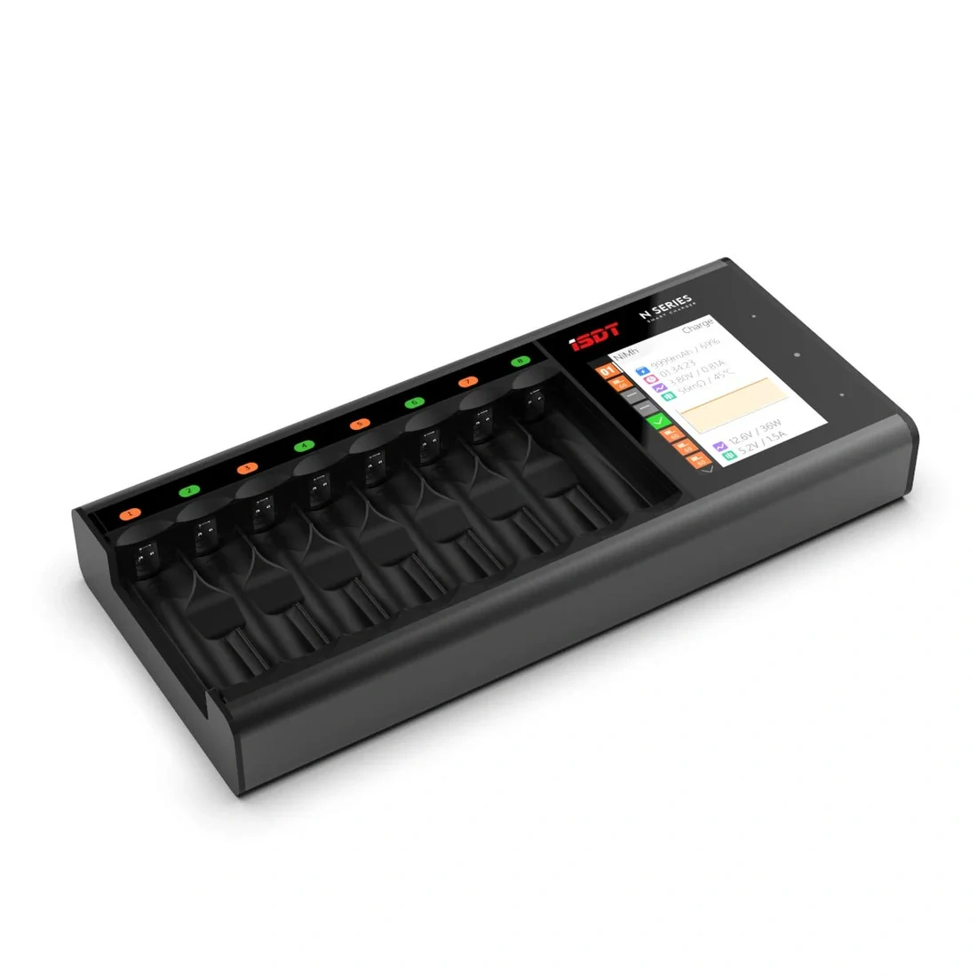 ISDT N8 8-Slot Universal Battery Charger Fast LCD Display 15W for Rechargeable AA AAA Li-ion LiHv Ni-MH Ni-Cd Nizn LiFePO4