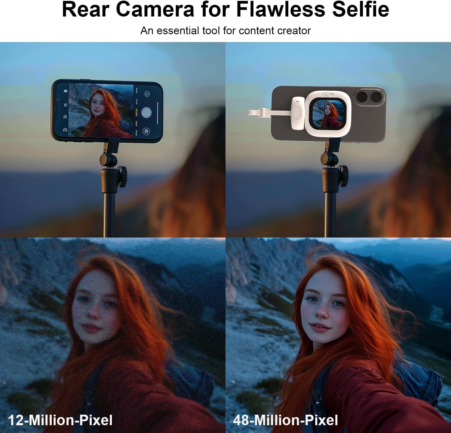 Mini Phone with Magnetic PC Screen Display Plug-and-Play Vlog Selfie Monitoring Rear Camera for Live TikTok Videos