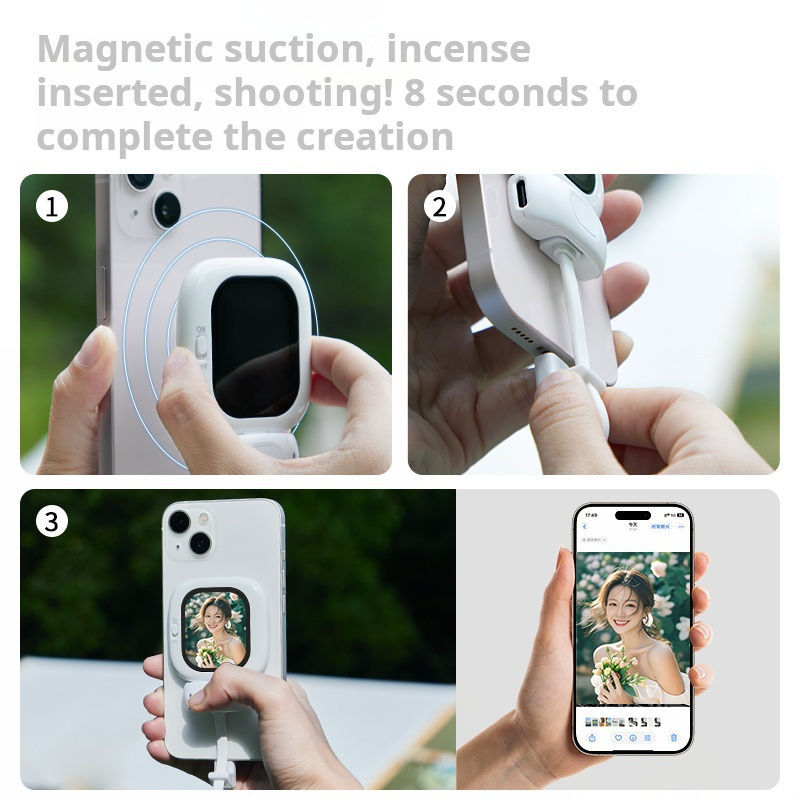 Mini Phone with Magnetic PC Screen Display Plug-and-Play Vlog Selfie Monitoring Rear Camera for Live TikTok Videos