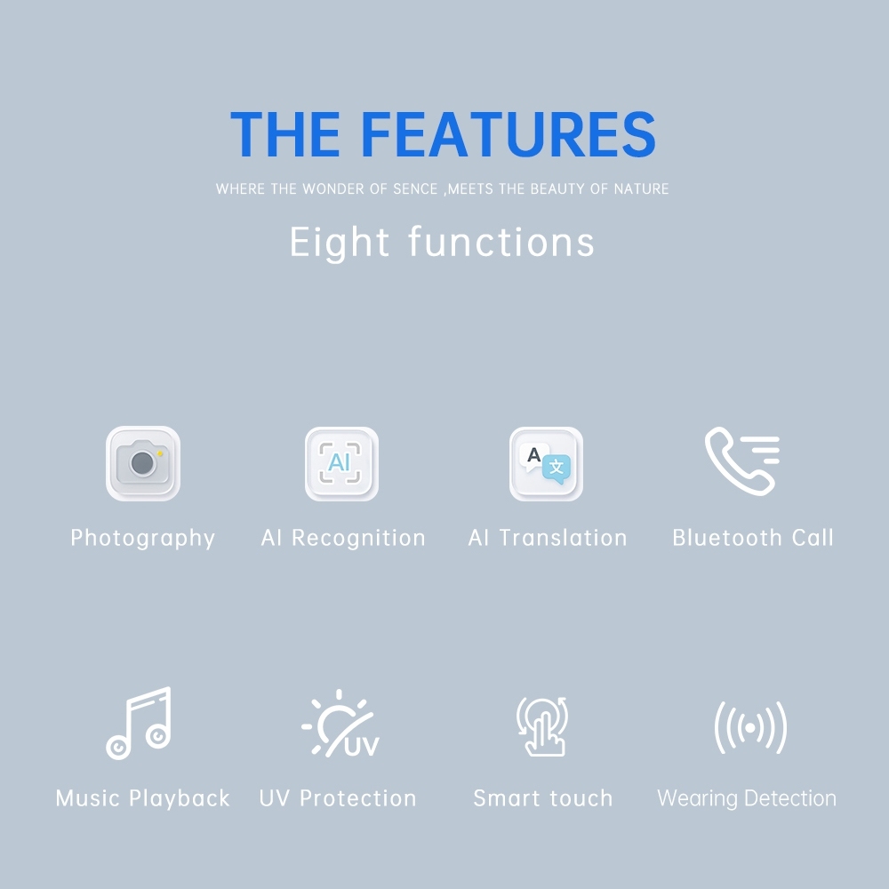 AIMB S2 AI Smart Glasses Camera Real Time Translation Wi-Fi Transmission Multi-Language 1080P HD Video Voice Recording Shooting