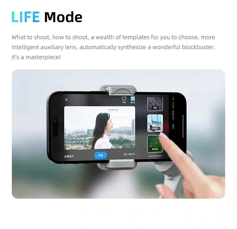 M01 Handheld Stabilizer Gimbal 3-Axis Anti-Shake AI Face Tracking for Mobile Phones Video Vlog