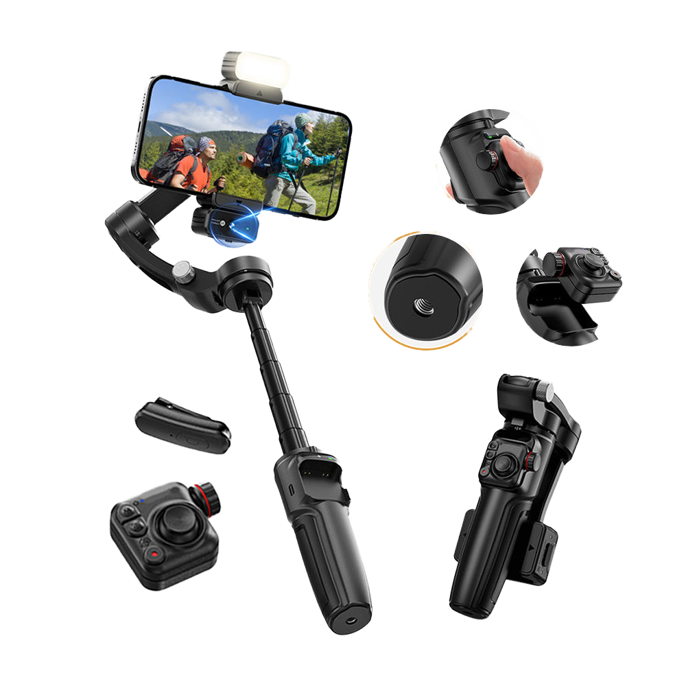 M06 AI 3-axis Handheld Stabilizer Gimbal Anti-Shake Face Tracking Lavalier Microphone