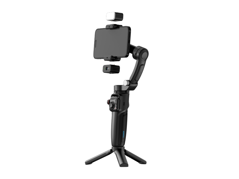 M06 AI 3-axis Handheld Stabilizer Gimbal Anti-Shake Face Tracking Lavalier Microphone