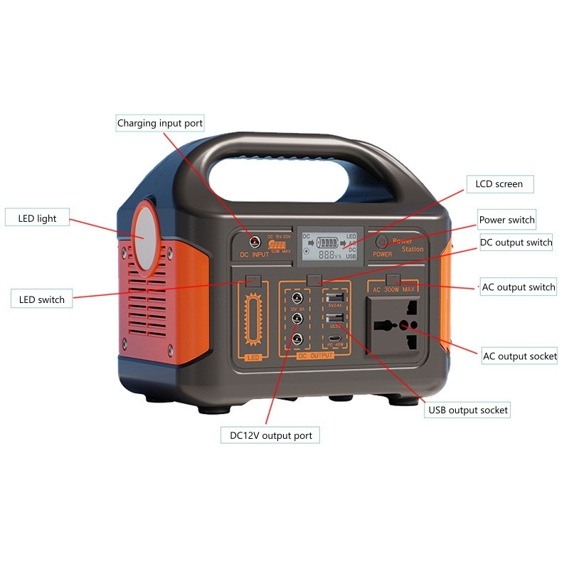 300W 256WH 110V Power Supply Pure Sine Wave Solar Portable Power Bank