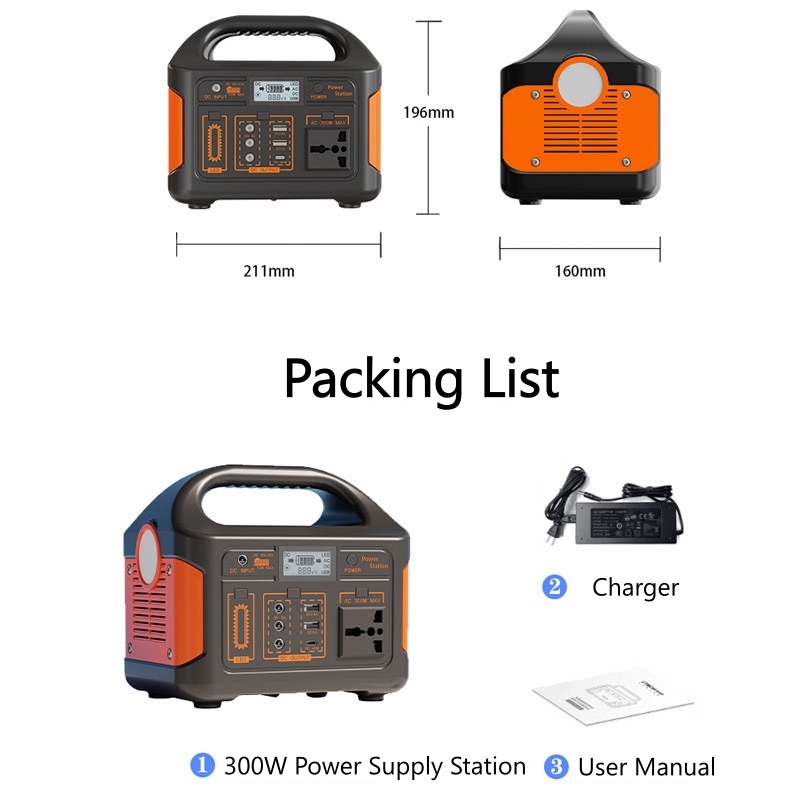 300W 256WH 110V Power Supply Pure Sine Wave Solar Portable Power Bank