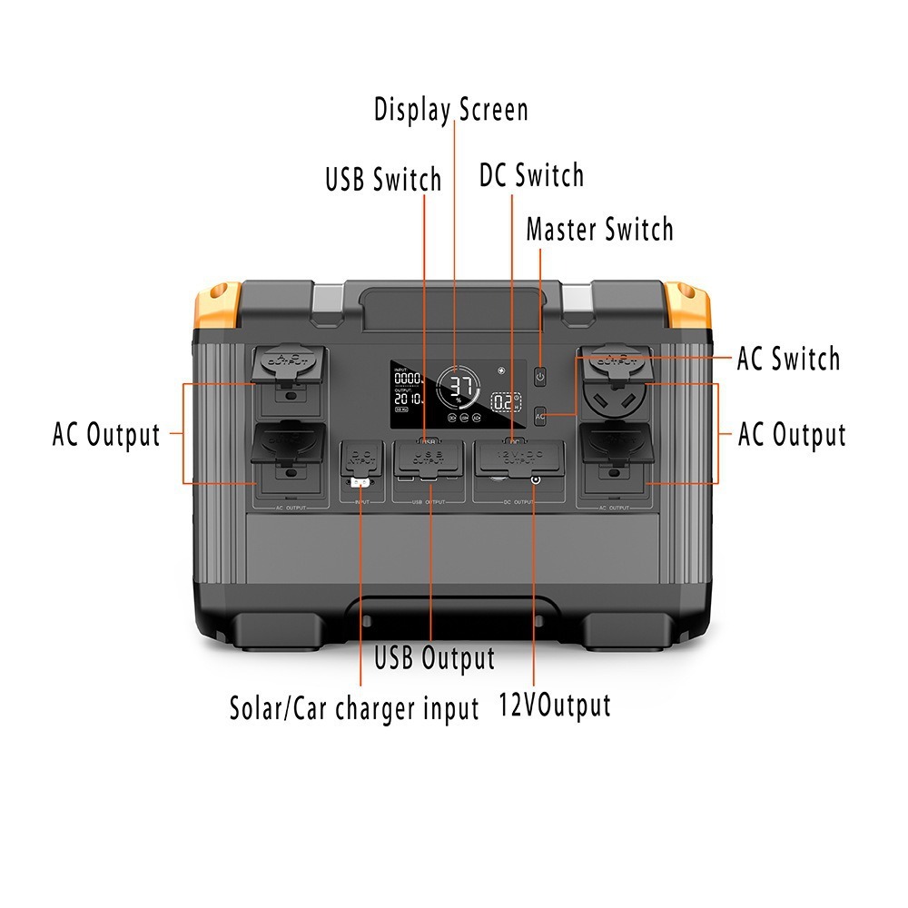 2400W 2016WH 220V Outdoor Pure Sine Wave UPS Portable Power Supply Station