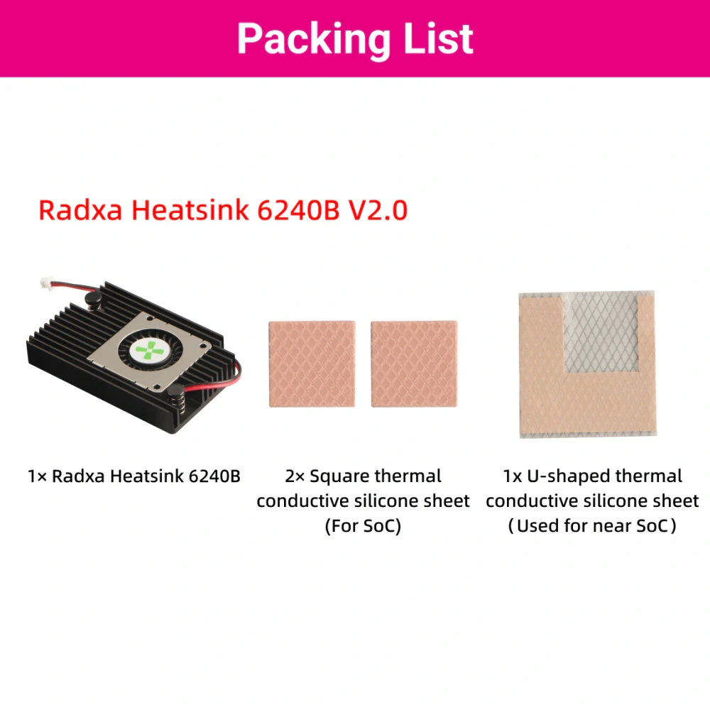 Radxa 6240B Aluminum Alloy Heatsink for ROCK 5B/5B+/5T