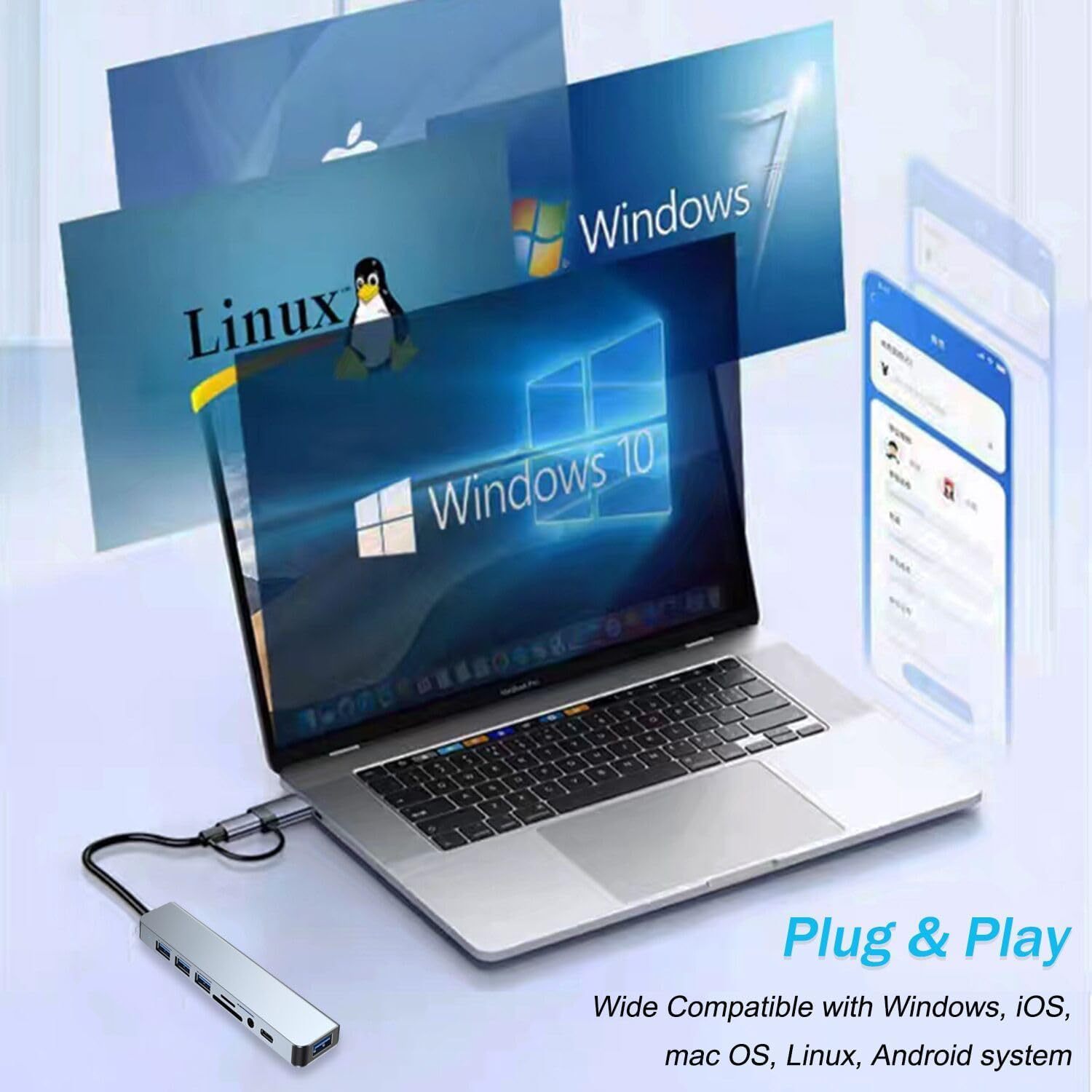 8-IN-1 Aluminum Alloy USB Hubs