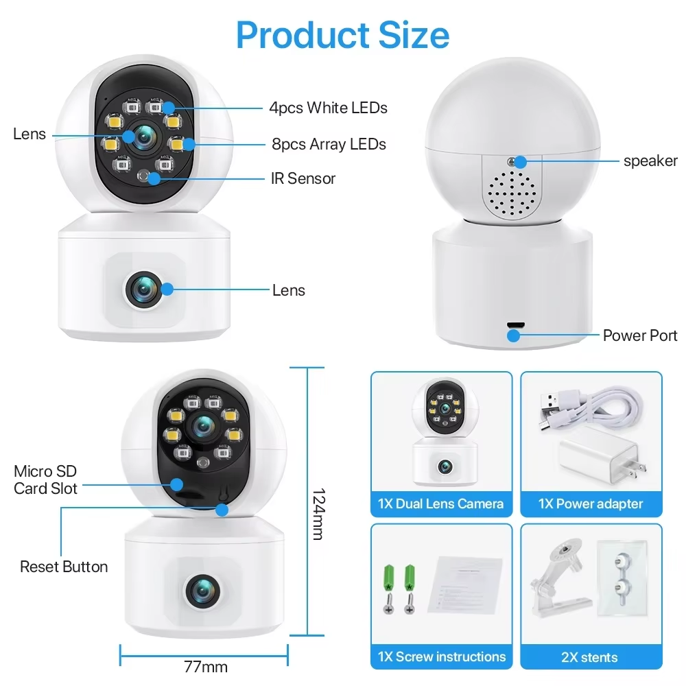K22 4MP HD Dual Lens PTZ Home Security CCTV Camera