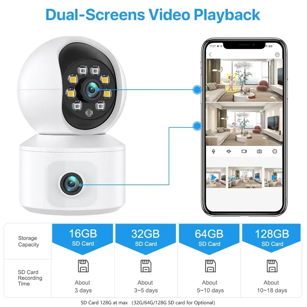 K22 4MP HD Dual Lens PTZ Home Security CCTV Camera
