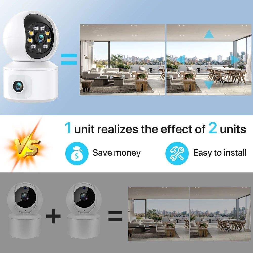 K22 4MP HD Dual Lens PTZ Home Security CCTV Camera