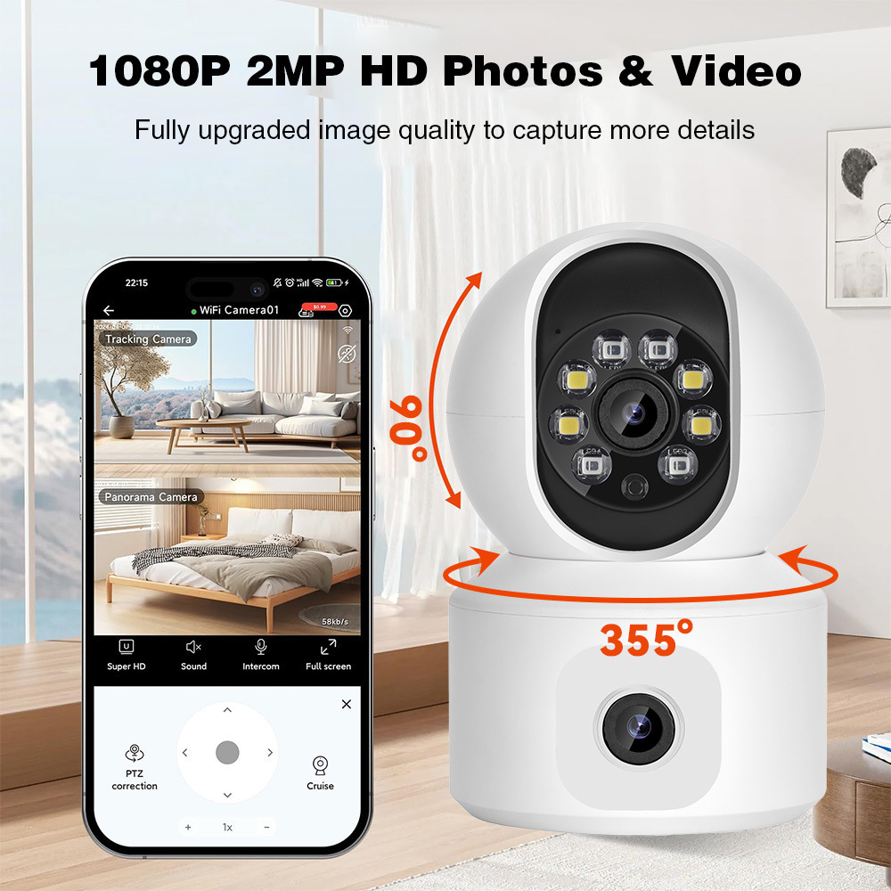 K22 4MP HD Dual Lens PTZ Home Security CCTV Camera
