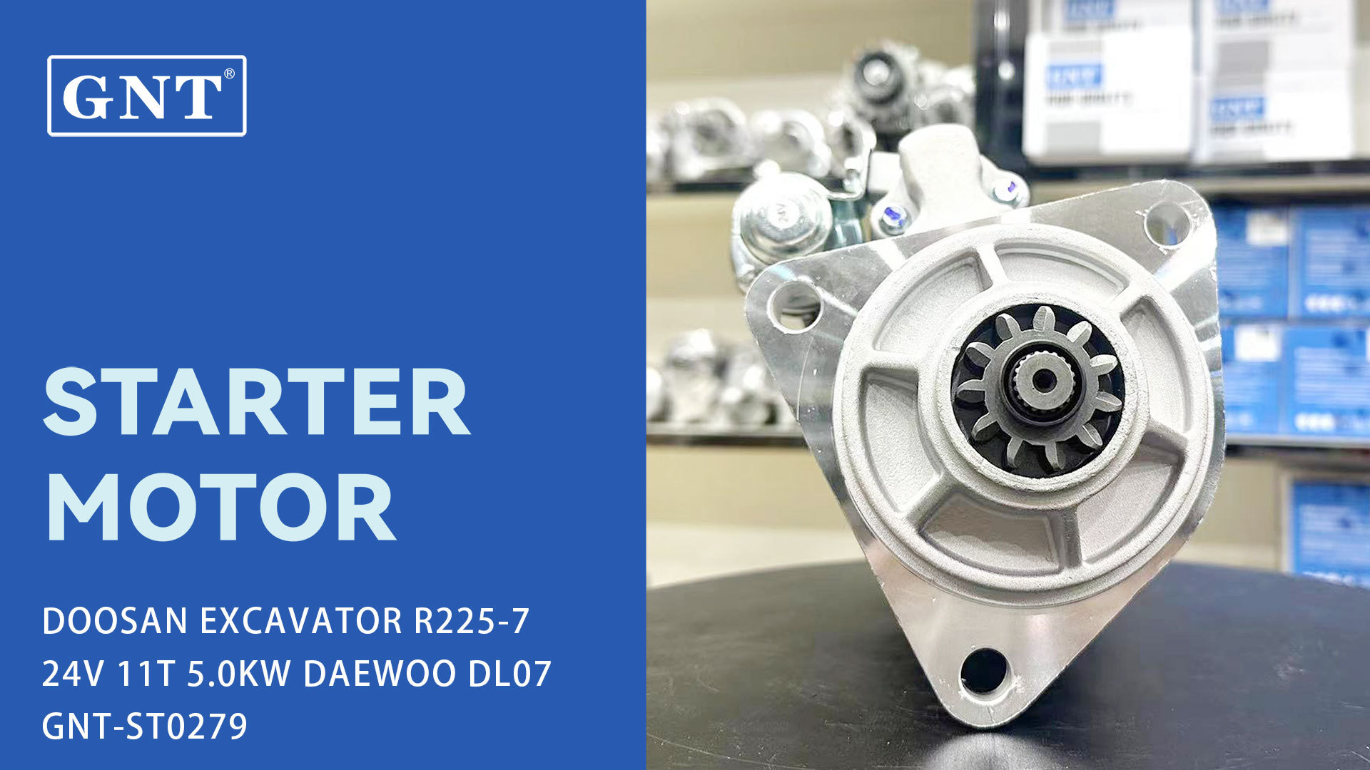 DL07 Starter Motor DH225-7 DOOSAN Engine 65262017063, 65262017076, 6526201707, 6465262017077B, 65.26201-7063, 65.26201-7076