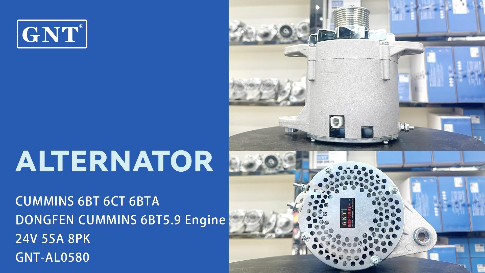24V 55A New GNT Alternator compatible with DONGFENG CUMMINS 6BT 6CT 6BTA 6BT5.9 Engine 4938600 C4938600 37N01010