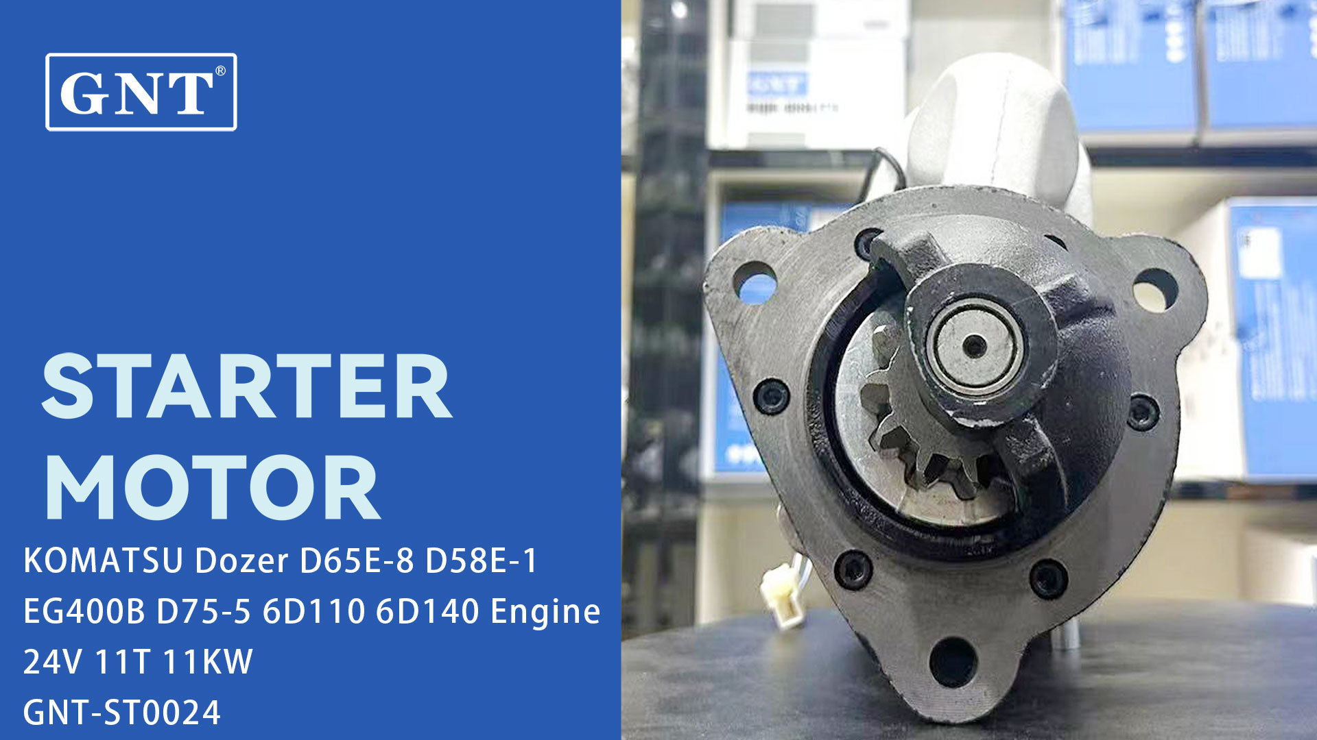 24V 11T GNT Starter compatible with Komatsu Dozer D65E-8 D58E-1 EG400B D75-5 Engine 230006530 230006531 230006532 230006533 230006610 230006612
