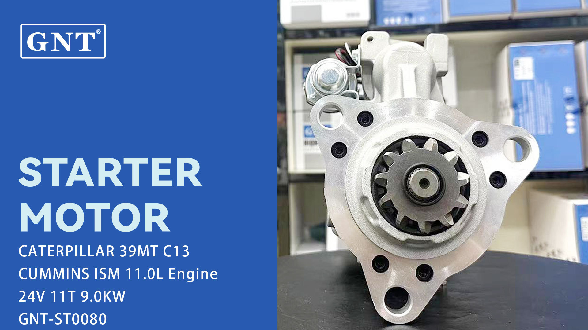 24V 11T 9.0KW GNT Starter compatible with Caterpillar C13 Engine 5367753 5367755 707328 87417338 M9T82378 MC2378 PV2479 CH12405 CH12807