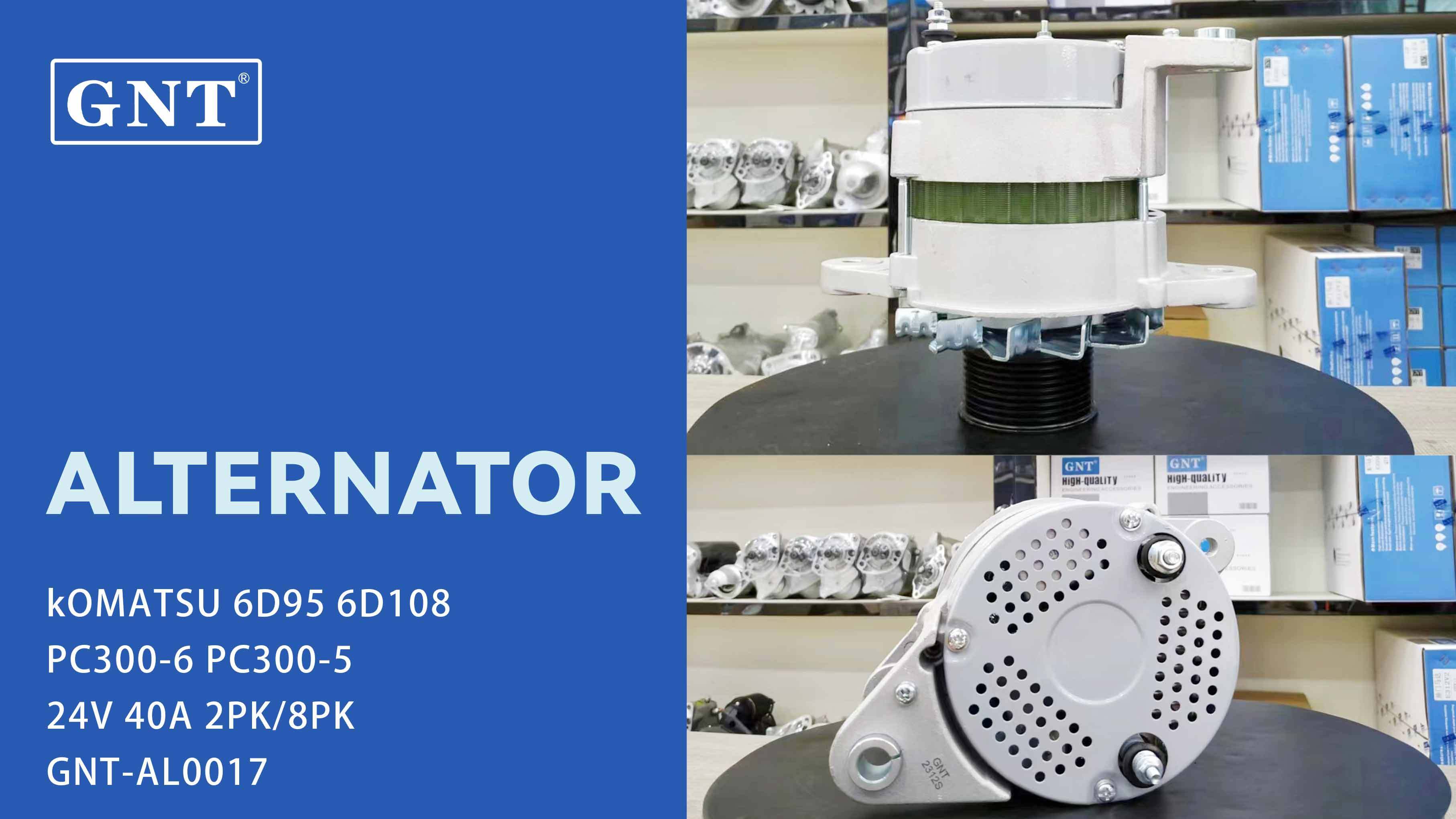 24V 40A Alternator compatible with KOMATSU 6D95 Engine 0350003220 0350003280 1812002491 1812002492 1812002493 1812002970 1812003660 1812003970