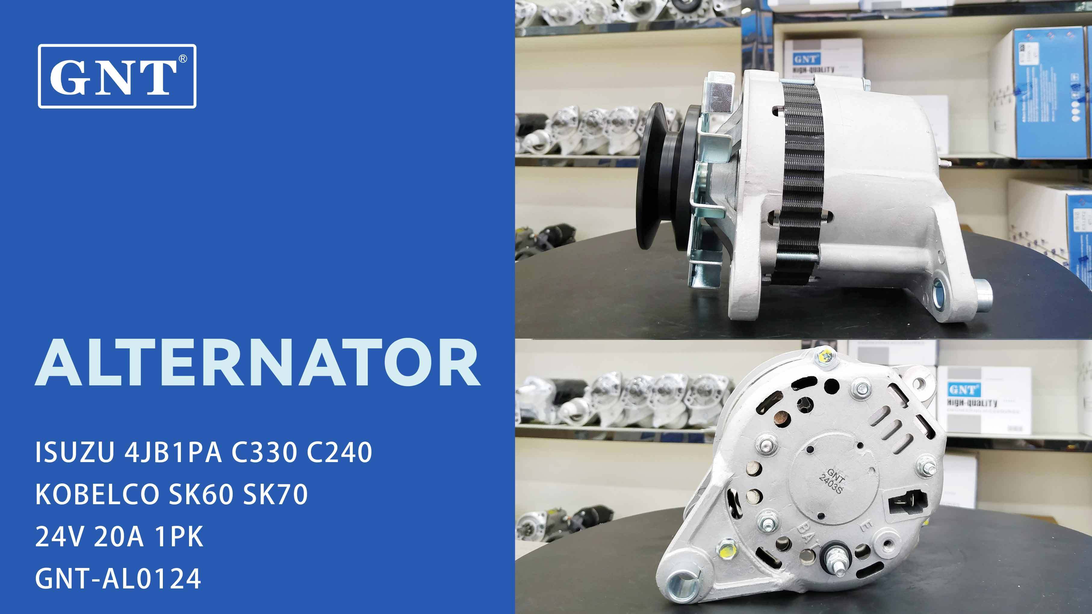 24V 20A Alternator compatible with KOBELCO SK60 SK70 C240 Engine LR22027 LR22027B LRA02531 LRA2531 ALH2202LK 12323N 301N21598Z