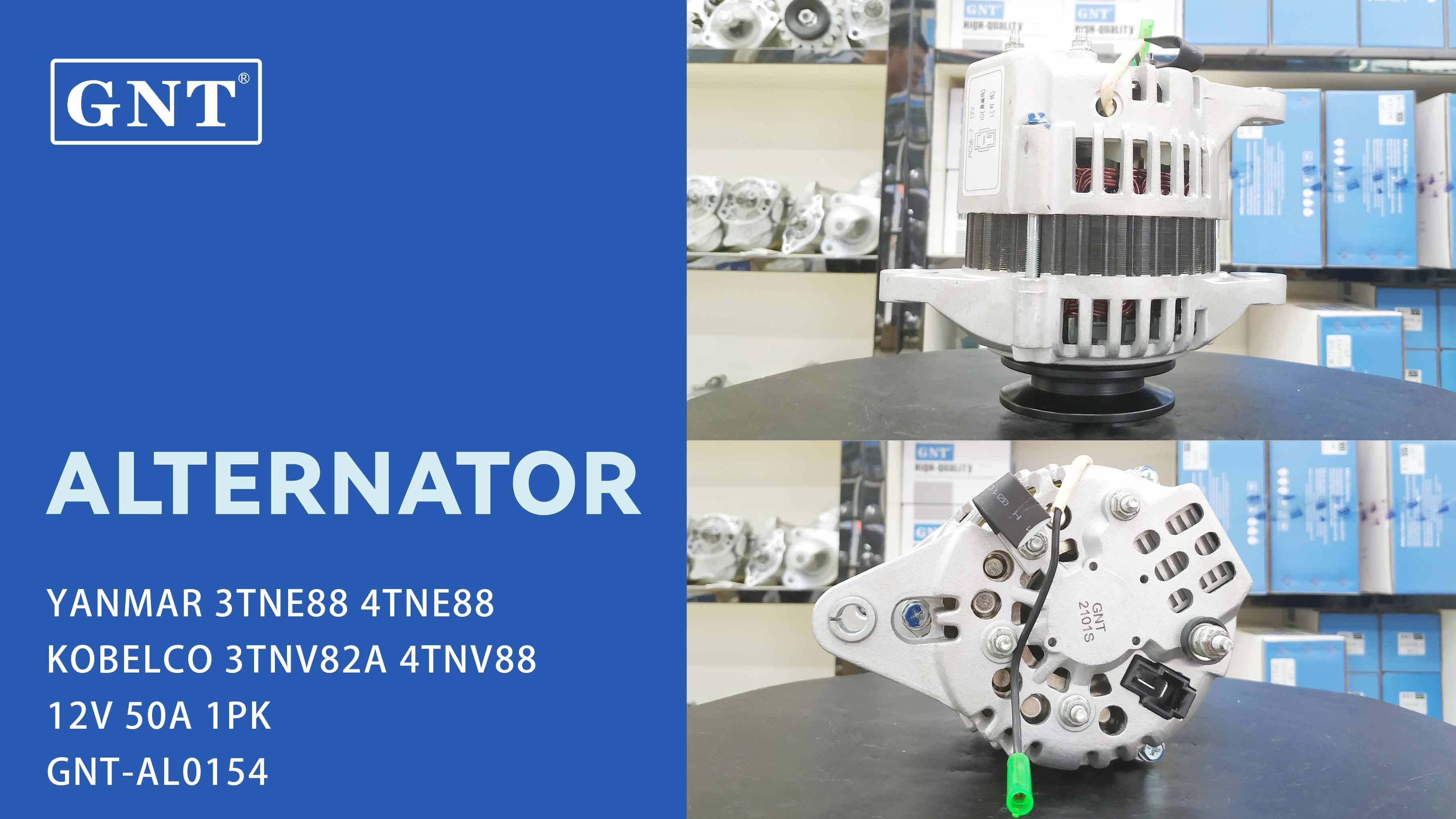 12V 50A Alternator compatible with YANMAR 4TNE88 Engine 23700KA020 23700KA021 23700KA030 23700KA031 23700KA110 23700KA120 23700KA150