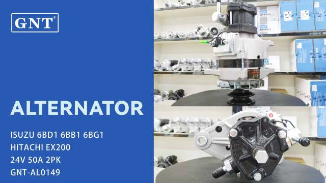24V 50A GNT Alternator compatible with ISUZU 6BD1 EX200 Engine 1812003190 1210001890 1812003610 1002130440 ALN2130LP 1356325W