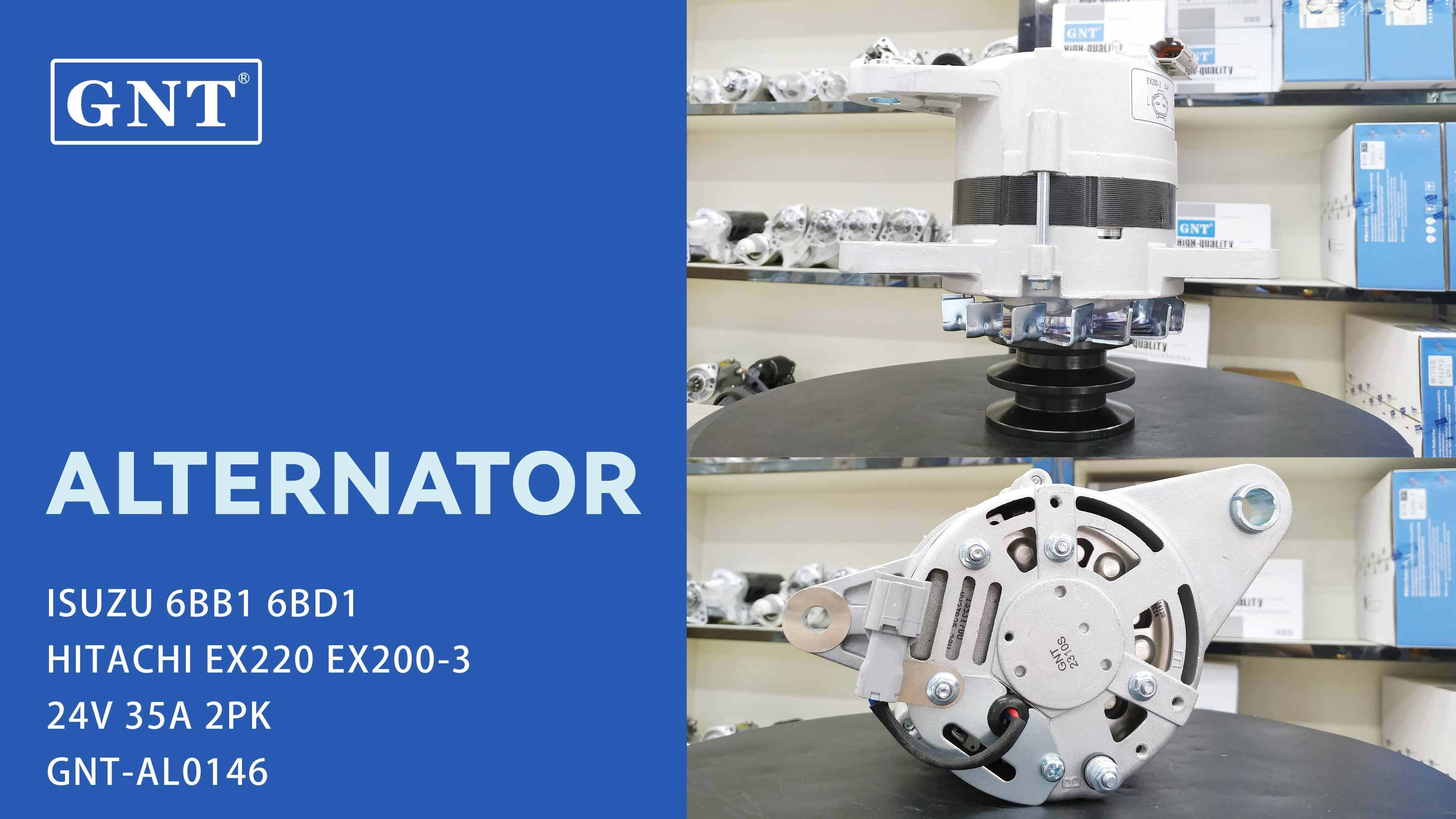 24V 35A Alternator compatible with ISUZU 6BB1 6BD1 EX200-3 Engine 0330001830 0330006070 0330006550 0330006551 0330006552 ALT7154