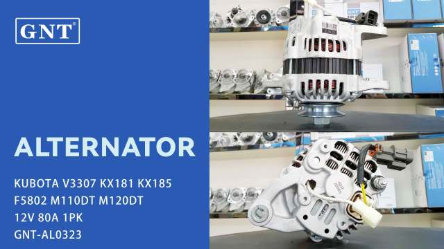 12V 80A Alternator compatible with KUBOTA V3307 F5802 Engine 3F26164010 3F26164011 3N30164011 3R60064010 3R60064011 LRA03682 LRA3682