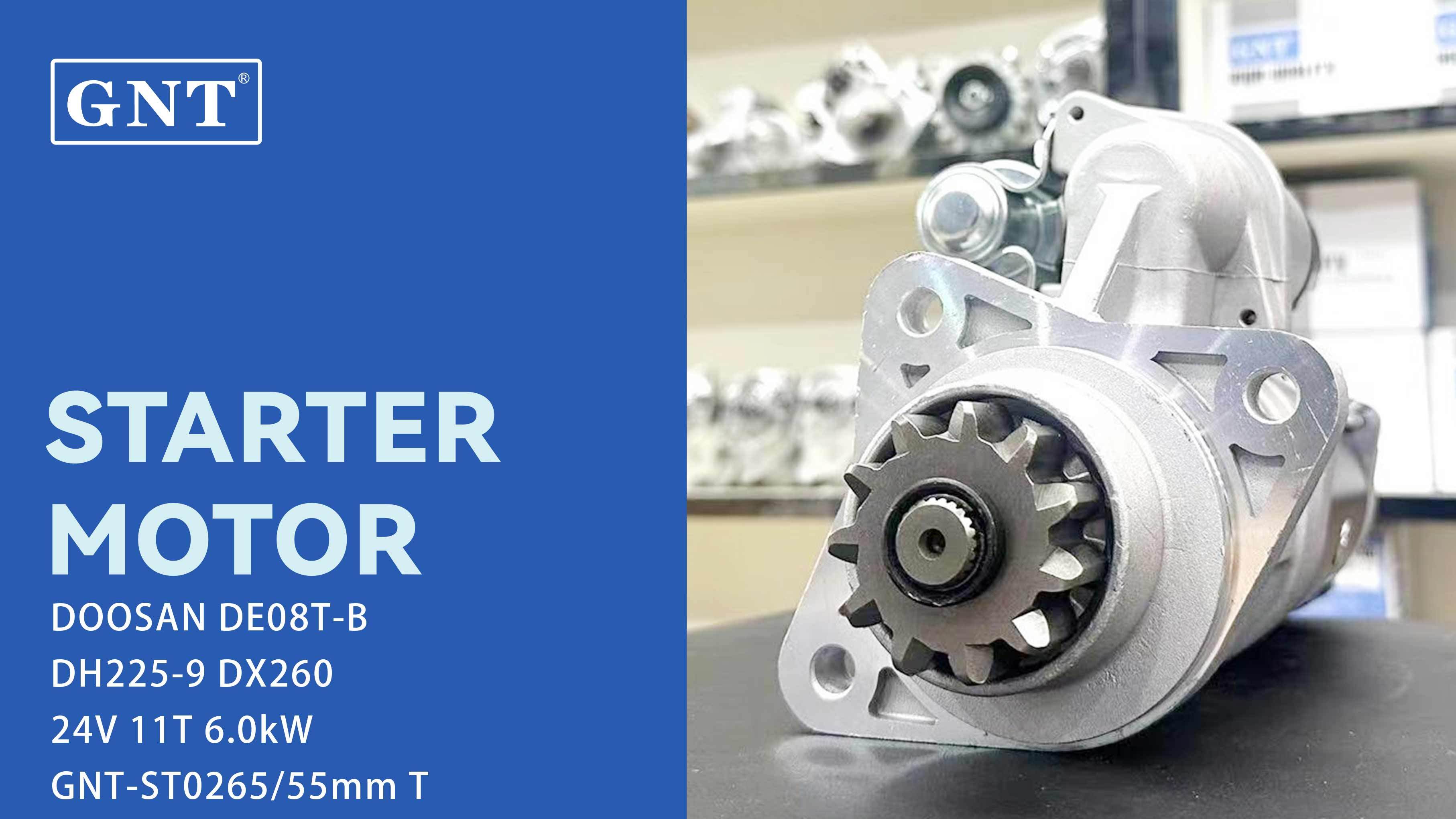 24V 11T Starter Motor compatible with DOOSAN Truck DX225-7 DE08T Engine 153502 30051600057 30051600057A 30051600057B 30051600058B 65262017008A