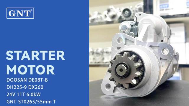 24V 11T Starter Motor compatible with DOOSAN Truck DX225-7 DE08T Engine 153502 30051600057 30051600057A 30051600057B 30051600058B 65262017008A