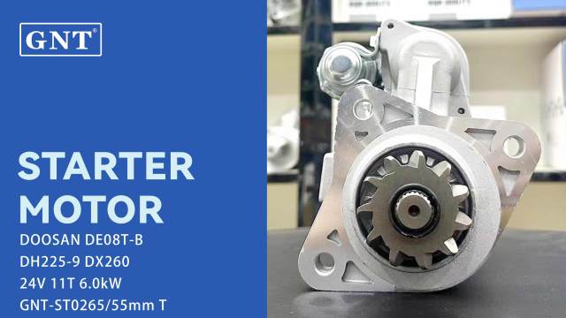 24V 11T GNT Starter Motor compatible with DOOSAN Truck DX225-7 DX225-9 DX250 DX260 DE08T Engine 19080030 19080031 8200334 8200349 DRS0307 DRS0307N 65262017088
