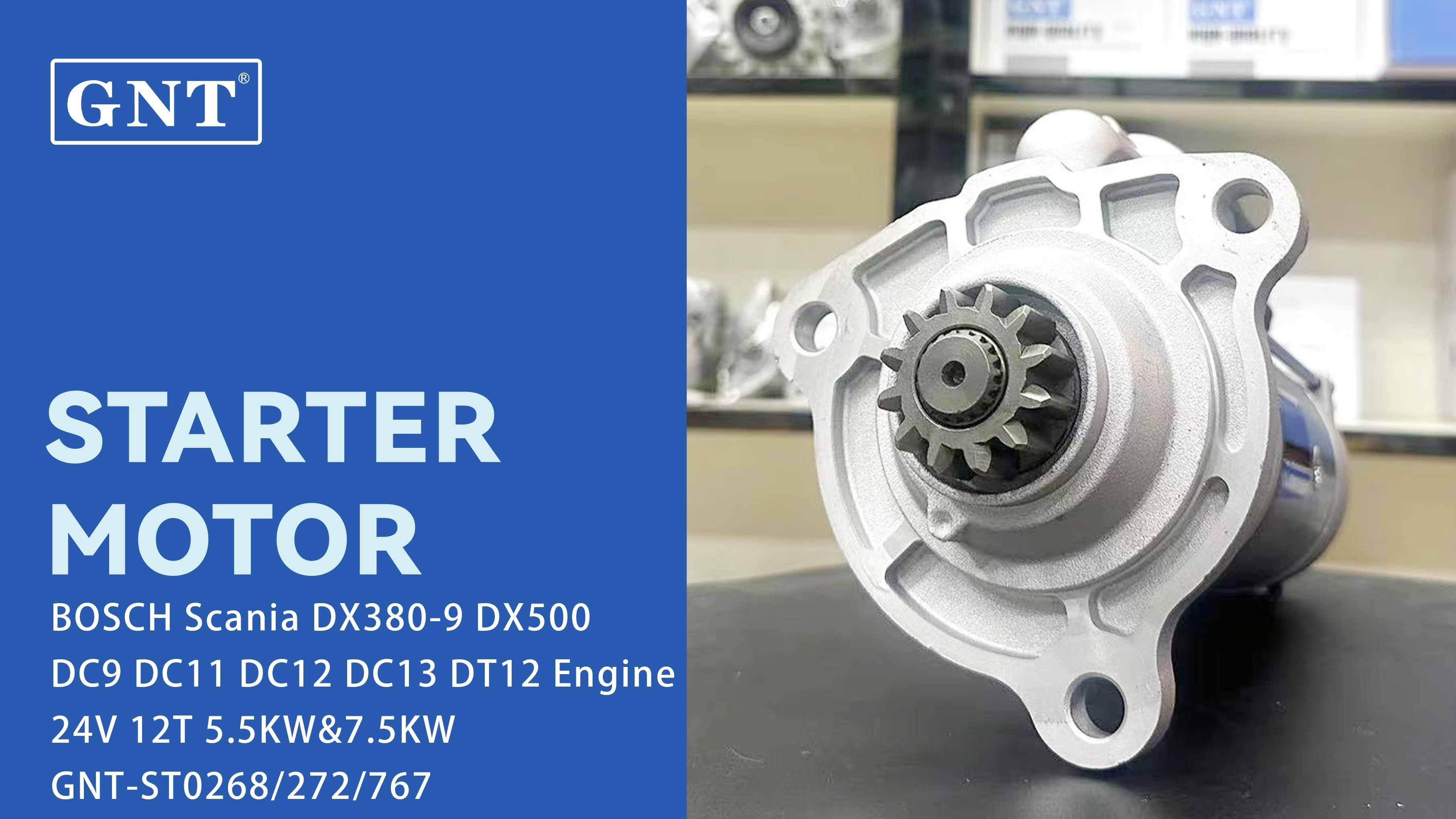 24V 12T GNT Starter compatible with Scania DC9 DC11 DC12 DC13 Engine  0001261028 0986021480 1986S10047 F042002135 19084003 19084253 8200733