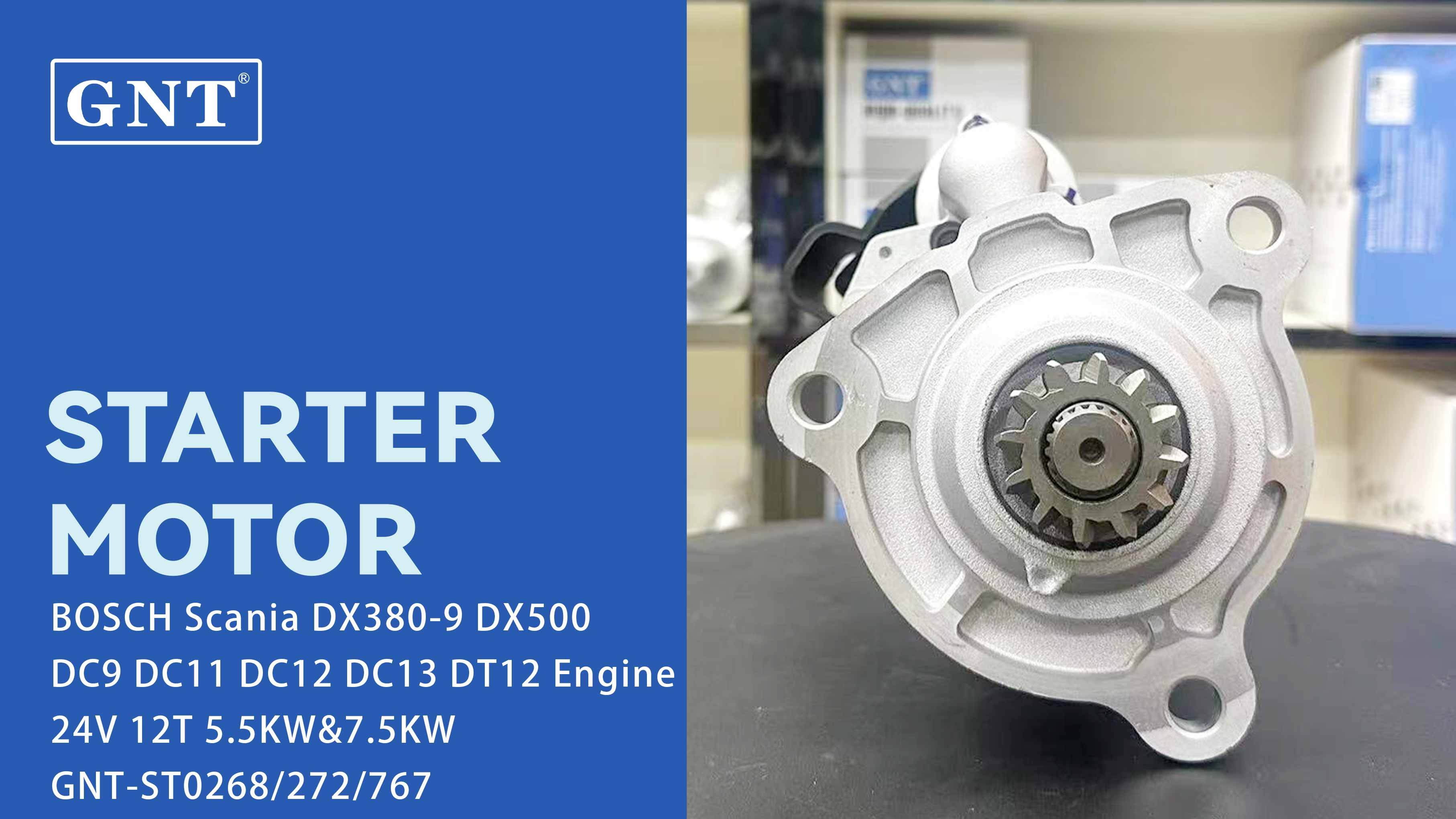 24V 12T GNT Starter compatible with Scania DC9 DC11 DC12 DC13 Engine 11139605 AZF4876 AZF4896 M009T65971 M9T65971 M90R3545SE M90R3545SE-VPP