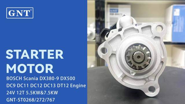 24V 12T GNT Starter compatible with Scania DC9 DC11 DC12 DC13 Engine 11139605 AZF4876 AZF4896 M009T65971 M9T65971 M90R3545SE M90R3545SE-VPP