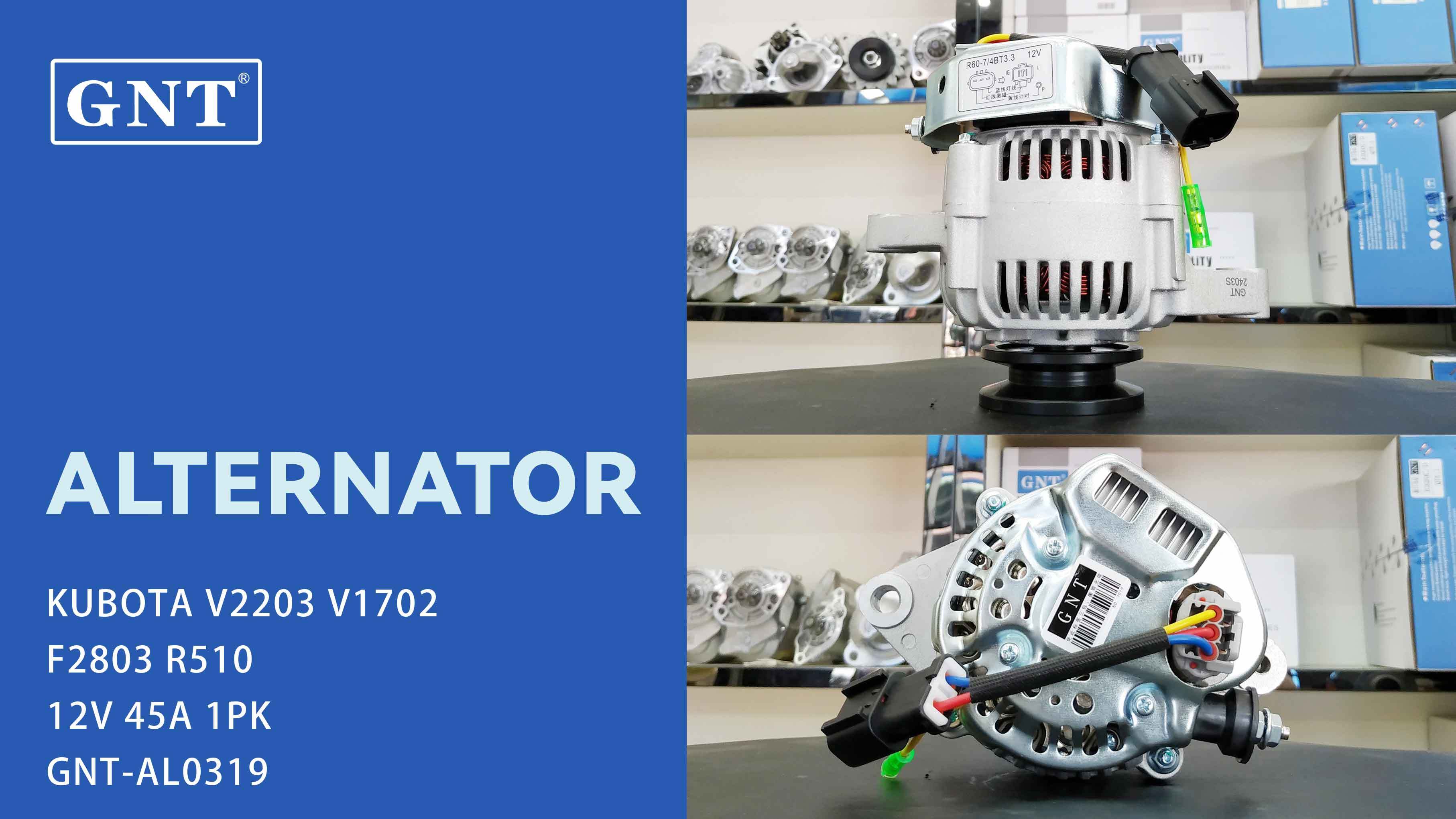 12V 45A Alternator compatible with KUBOTA V2203 Engine 1677164010 1677164011 1677164012 1735664010 1735664011 1735664012 1758064011
