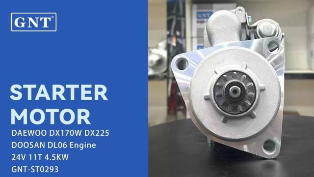24V 11T Starter compatible with DOOSAN DX170W DX225 DL06 Engine 65262017075 65262017093 19080025 8200222 8200401 8200407 8200776 DRS0285