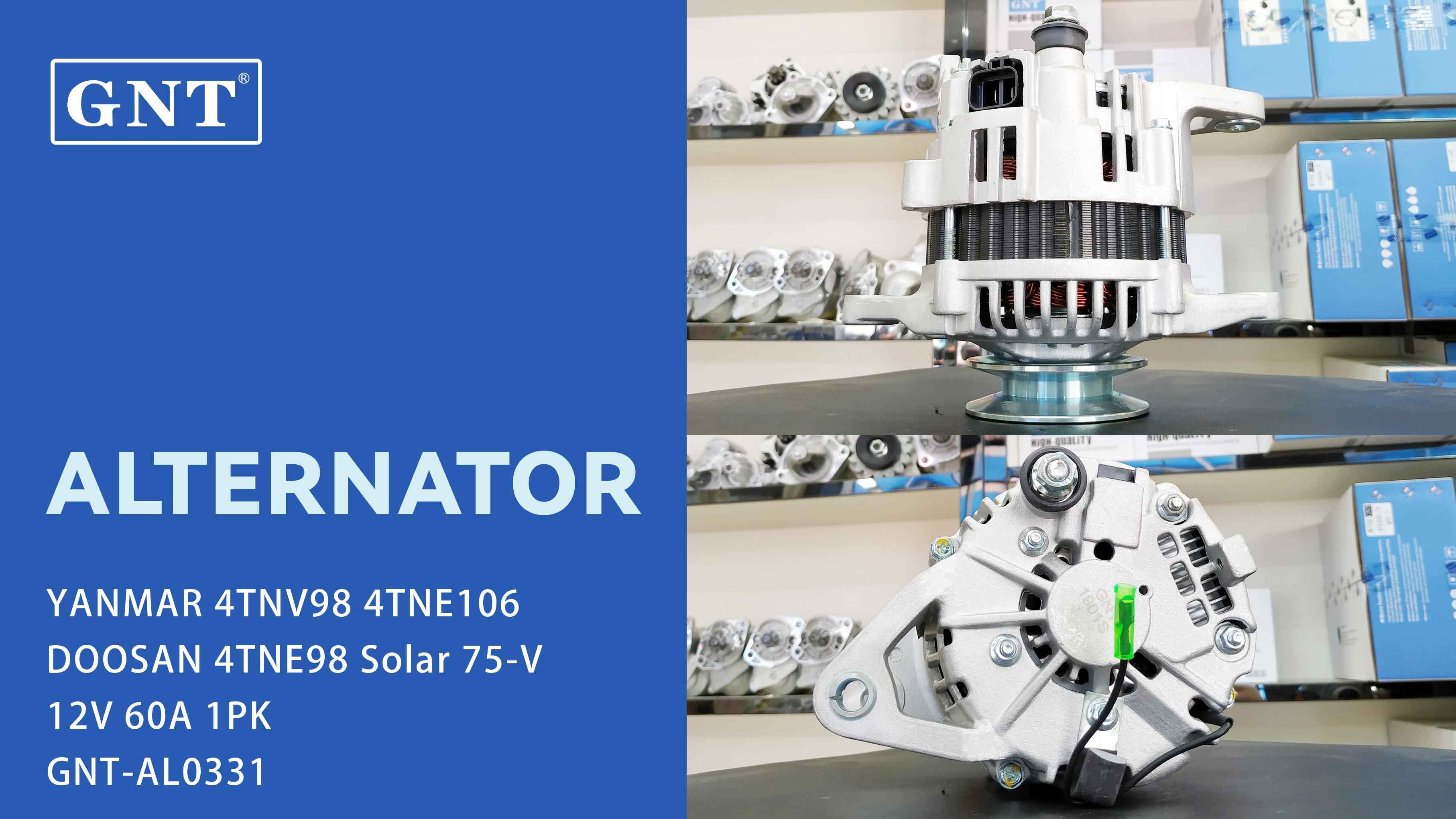 12V 60A Alternator compatible with YANMAR 4TNV98 R60-9 Engine LR160735 LR160735B LR160741 136166 2506166 160735B 12390077210 12827177200