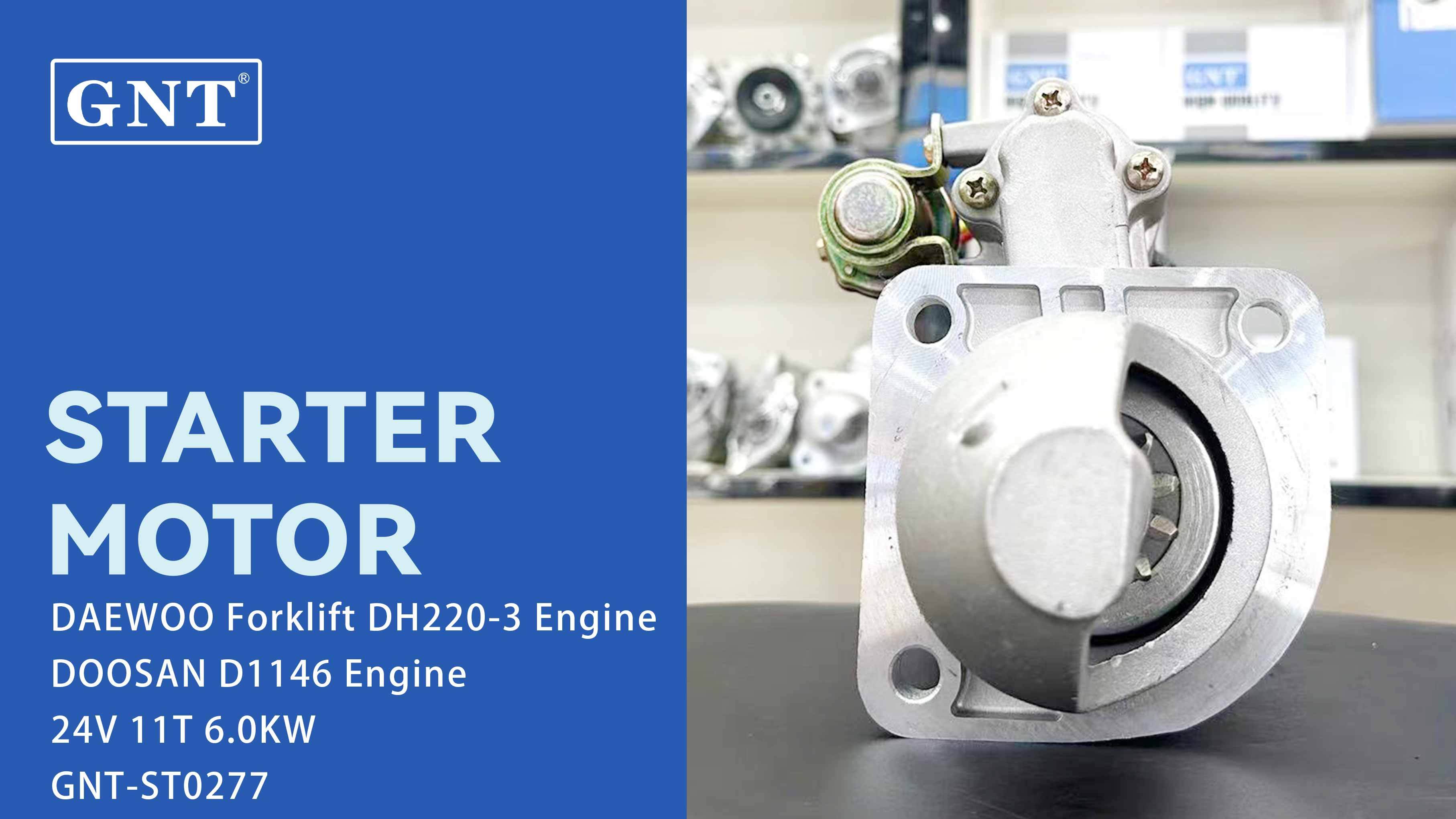 24V 11T Starter compatible with DAEWOO Forklift DH220-3 DOOSAN D1146 Engine 113456 CST46603 CST46603AS CST46603ES CST46603OS CST46603RS