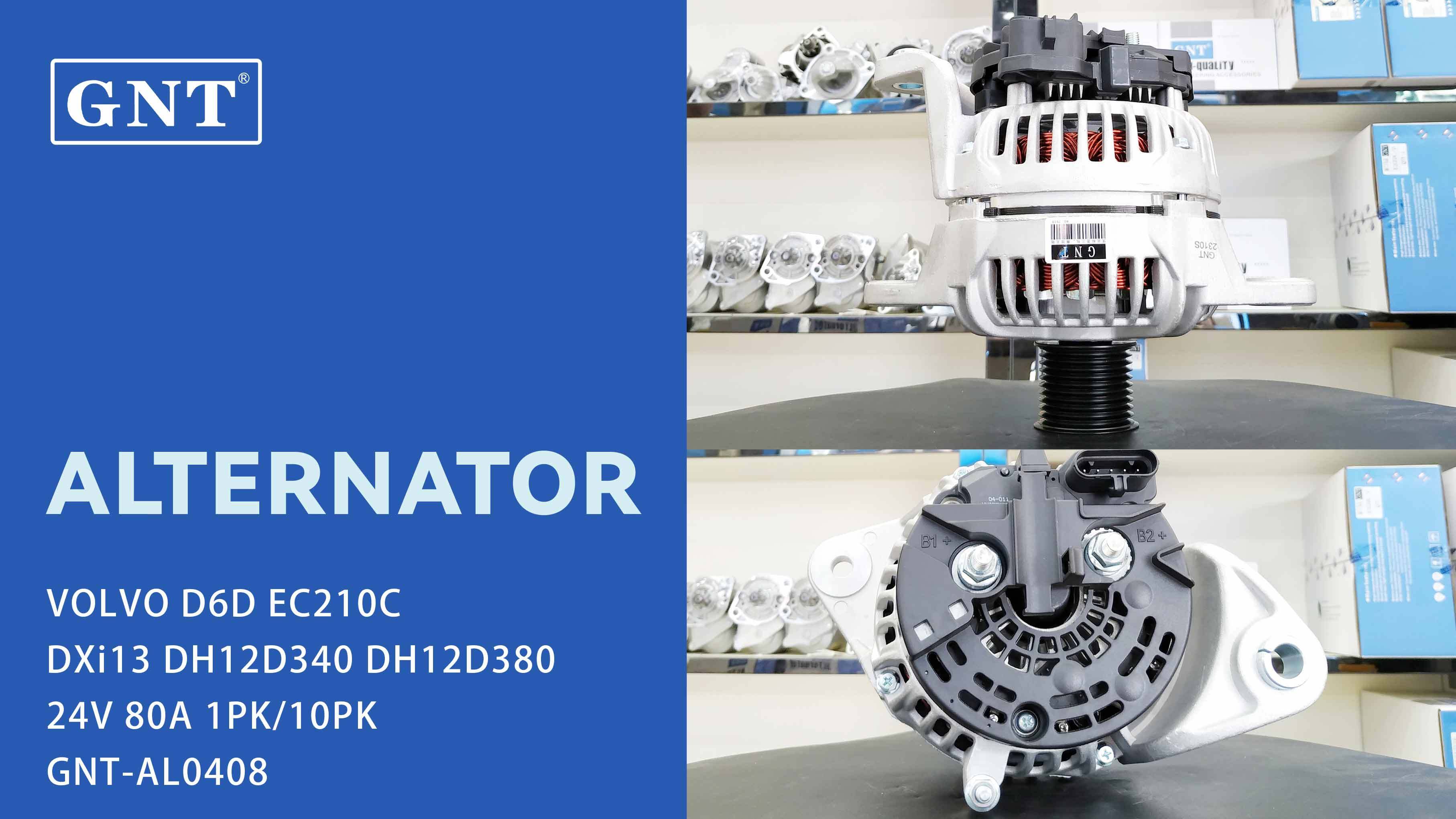 24V 80A Alternator compatible with VOLVO D6D EC210C Engine 0124555020 0124555023 0124555058 11209604 AAN5393 IA9452 AT387573 DRA0111