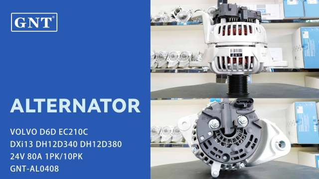 24V 80A Alternator compatible with VOLVO D6D EC210C Engine 0124555020 0124555023 0124555058 11209604 AAN5393 IA9452 AT387573 DRA0111