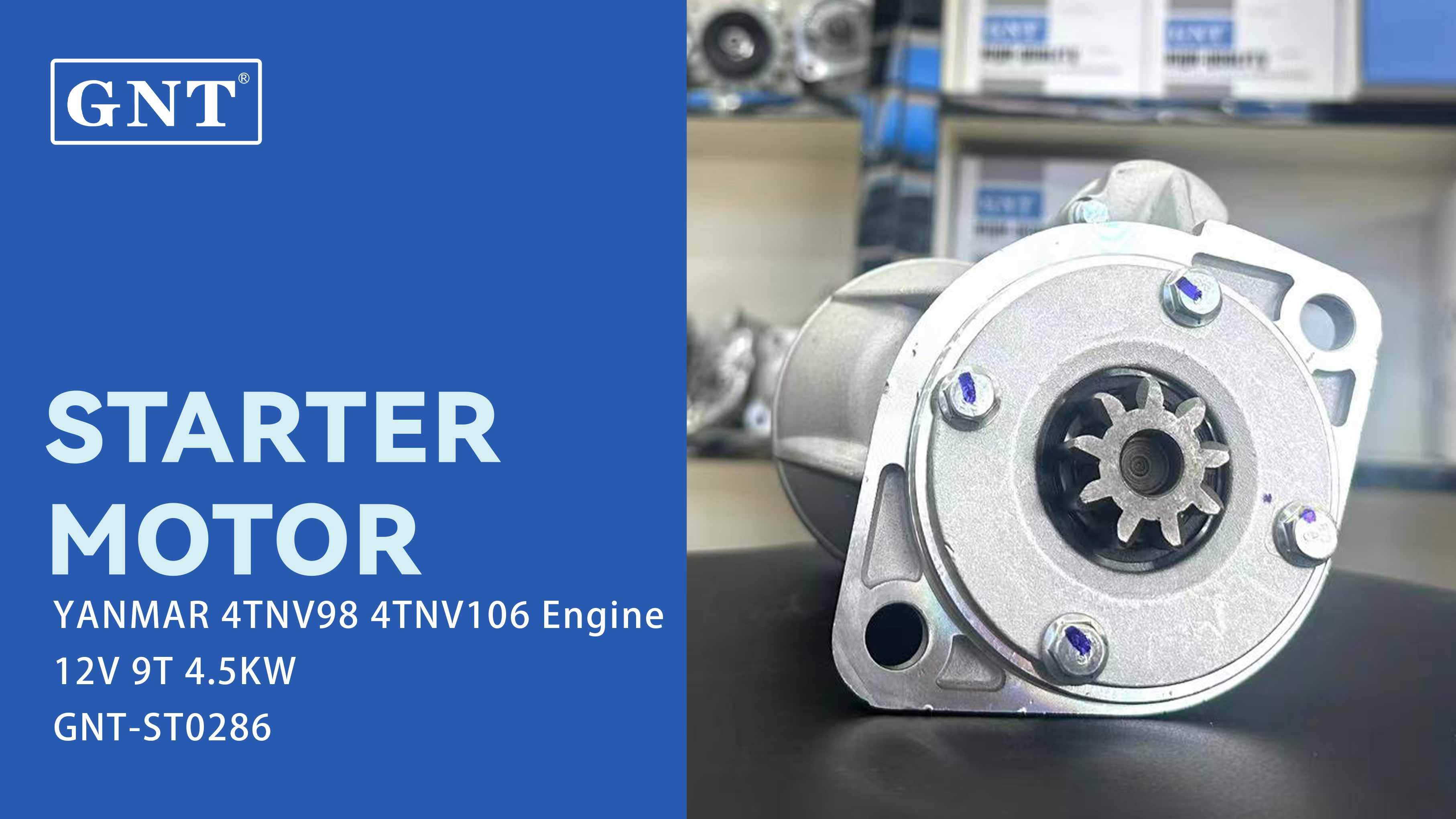 12V 9T 4.5KW Starter Motor compatible with Yanmar 4TNV98 4TNV106 Engine 12994077010 12994077011 12994077012 15065343 19708N S14102 S14102B
