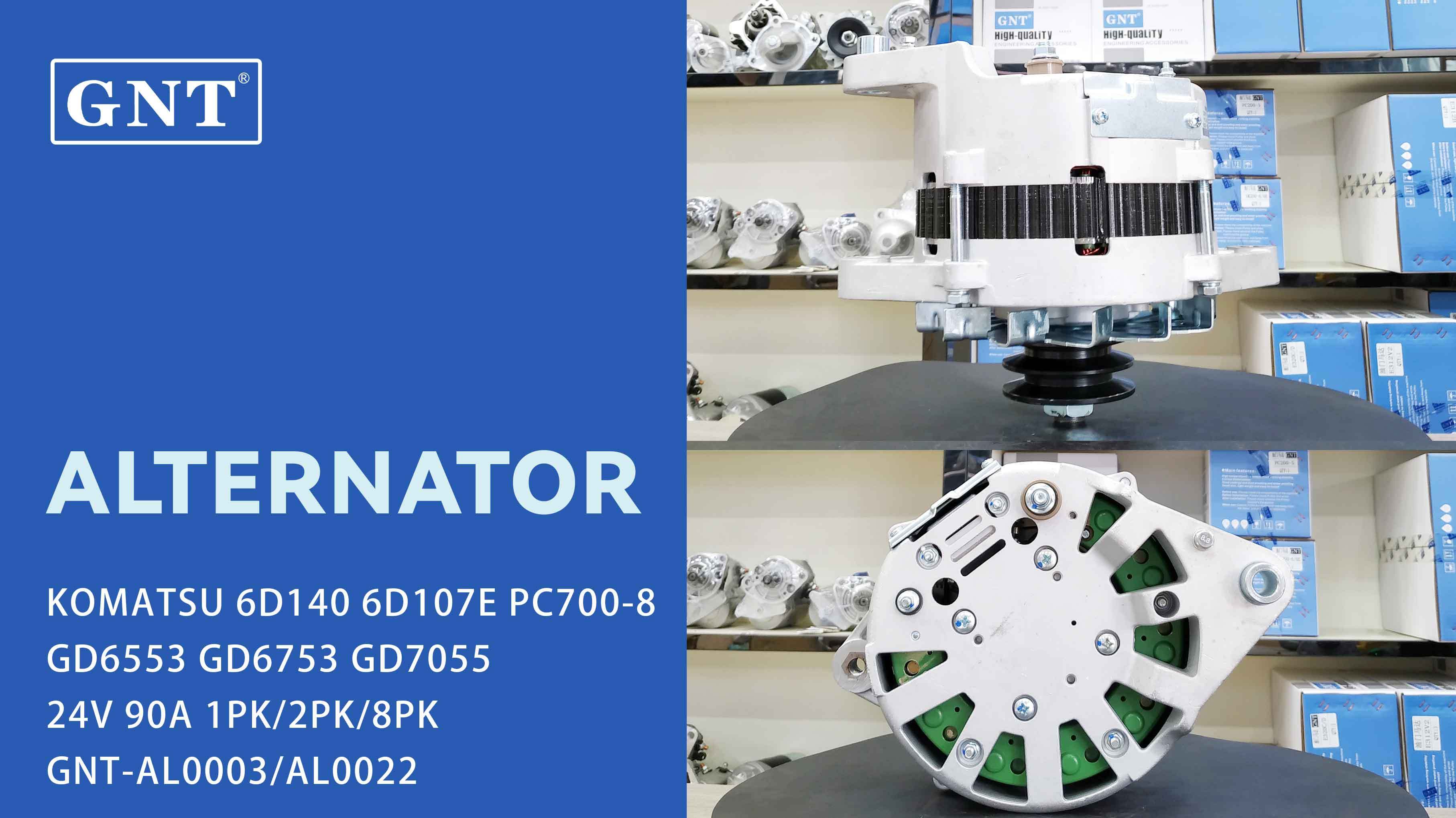 24V 90A Alternator compatible with KOMATSU 6D140 PC700-8 Engine 6008219220 6008219230 6008259110 6008259120 6008259130 6008259150 6008259230