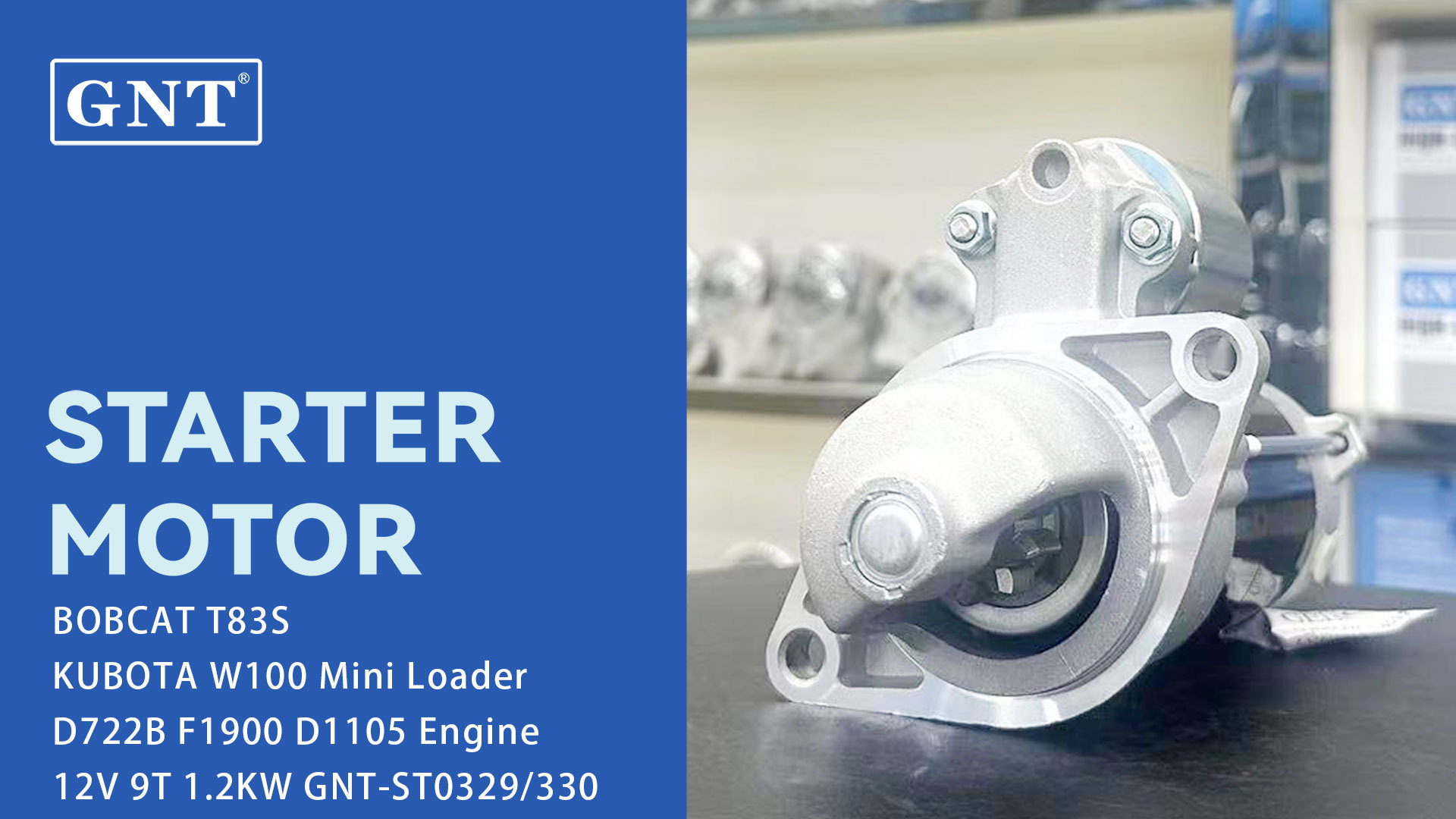 12V 9T GNT Starter compatible with Kubota D722 Engine 1687163010 1687163011 1687163012 1759463012 1940063011 1942063012 1G02363010
