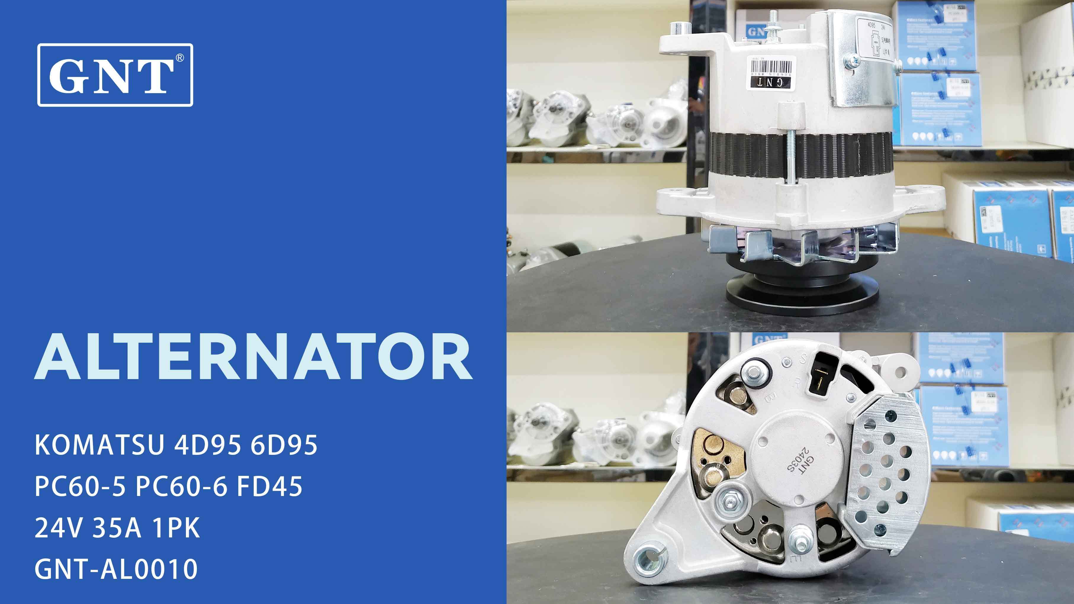 24V 35A Alternator compatible with KOMATSU 4D95 6D95 PC60-5 Engine 2310090068 2310090073 8EL730130001 LT140110B CAL50602AS ALK0172WA