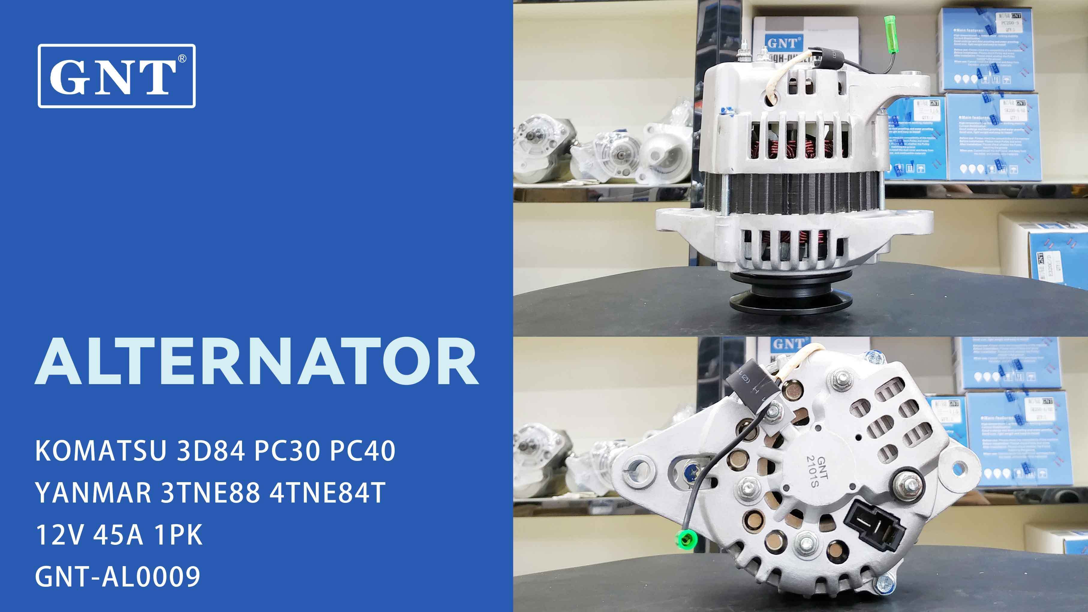 12V 45A Alternator compatible with KOMATSU 3D84 PC30 Engine 12993077210 12993077211 12993077212 LRA1950 LRA01950 AM878581 AM880733