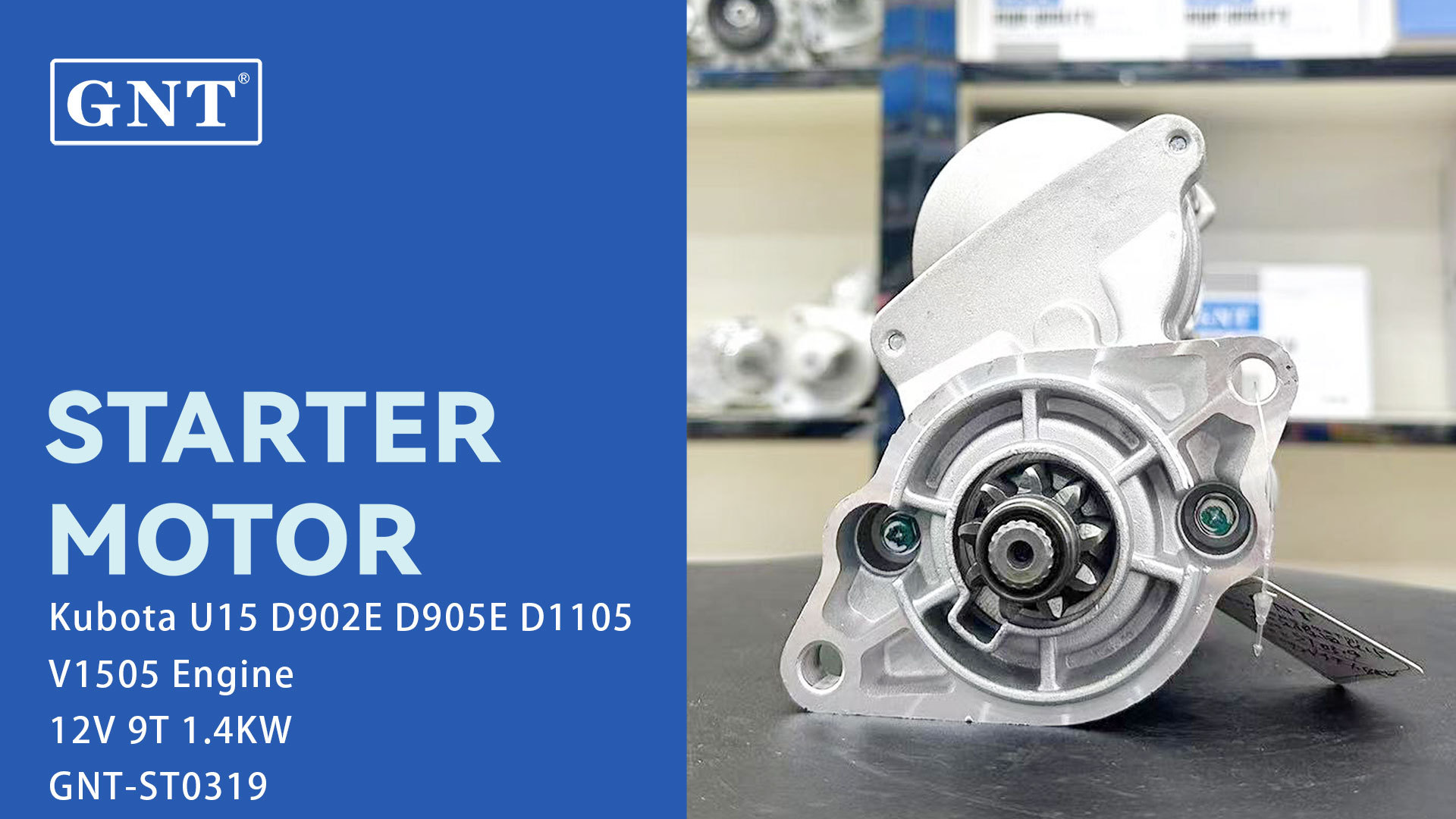 12V 9T Starter motor compatible with Kubota D1105 Engine K757161811 1280003590, 1280003591 1280009950 1280009951 4280002640 4280002641 0280008321 1742363010