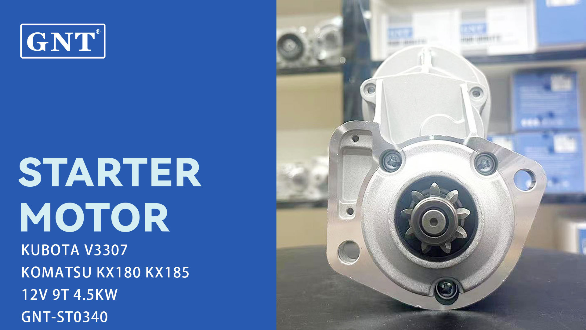 12V 9T Starter motor compatible with Kubota KX180 KX185 V3307 Engine 4280004860 STN1551LP STN1551NL STN1551YJ 1G52463010 300N11719Z