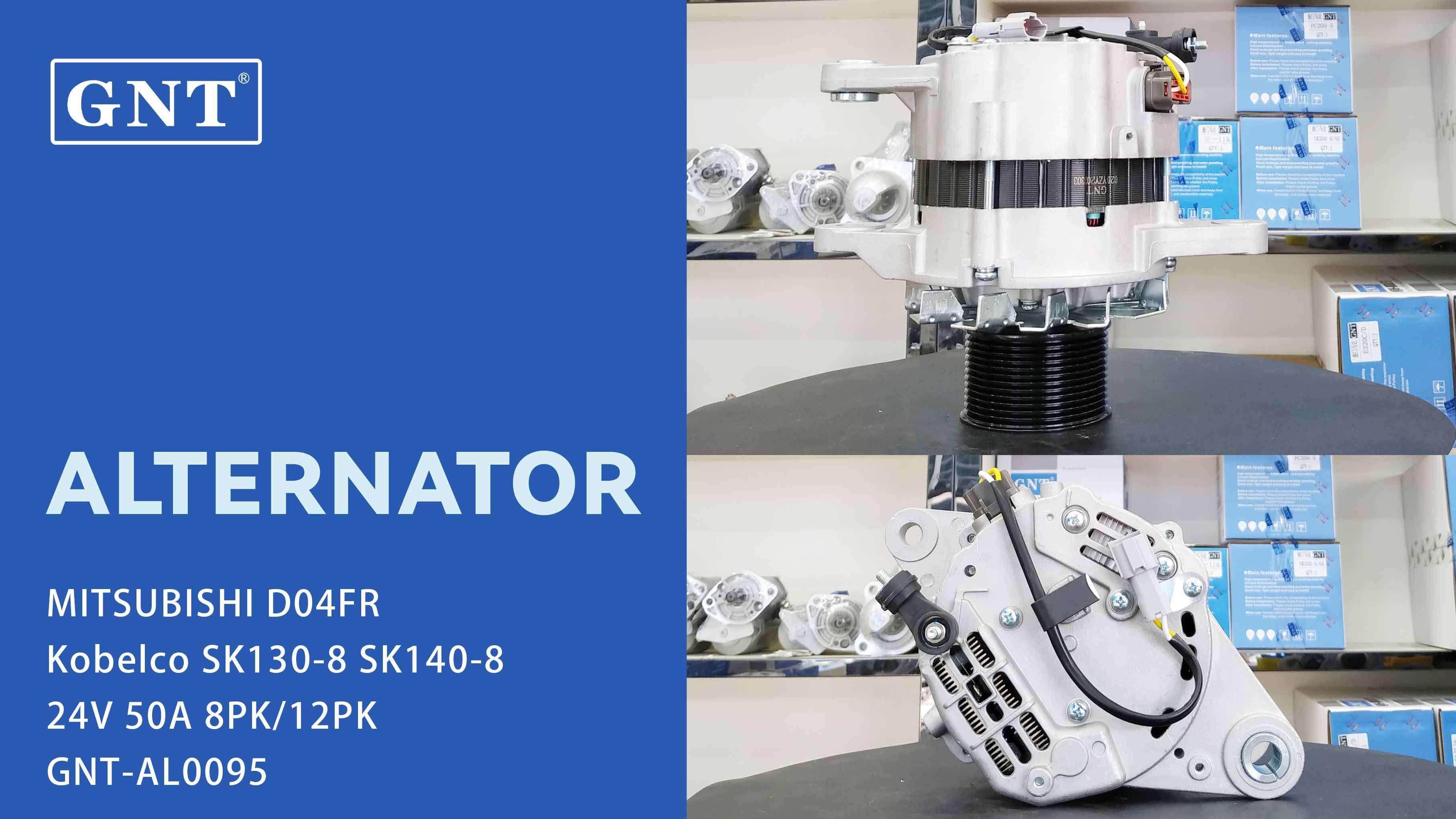 24V 50A Alternator compatible with MITSUBISHI D04FR SK140-8 Engine 0350004598 0350004838 0350004848 0620000130 60086103111 71440471