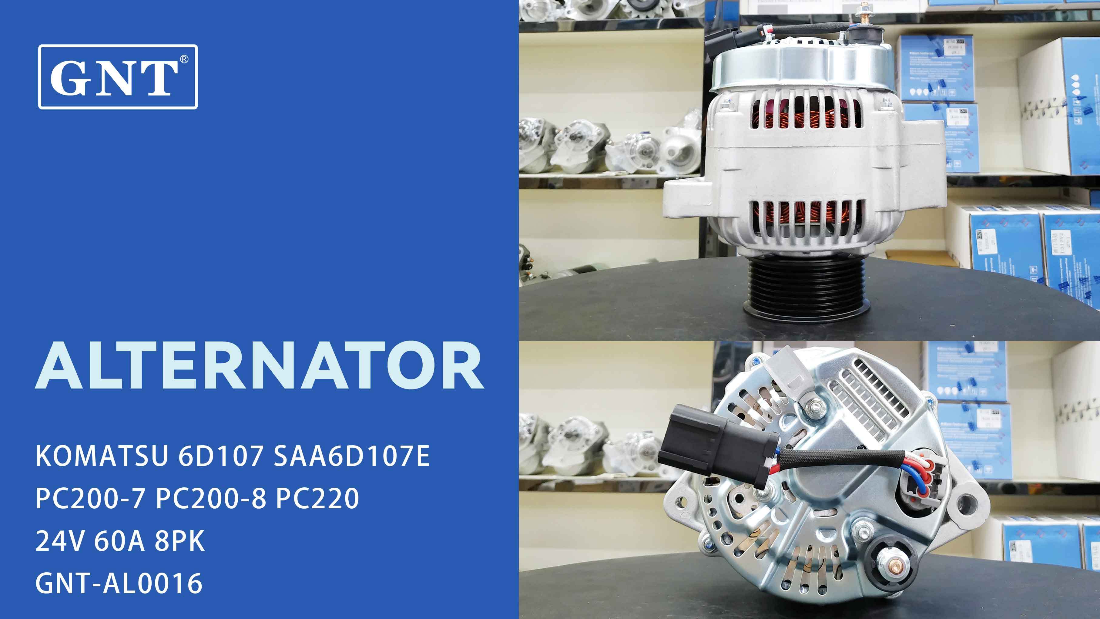 24V 60A Alternator compatible with KOMATSU 6D107 Engine 1012114050 1012117960 1022114050 9761219796 6008616410 60086164102 6008616420